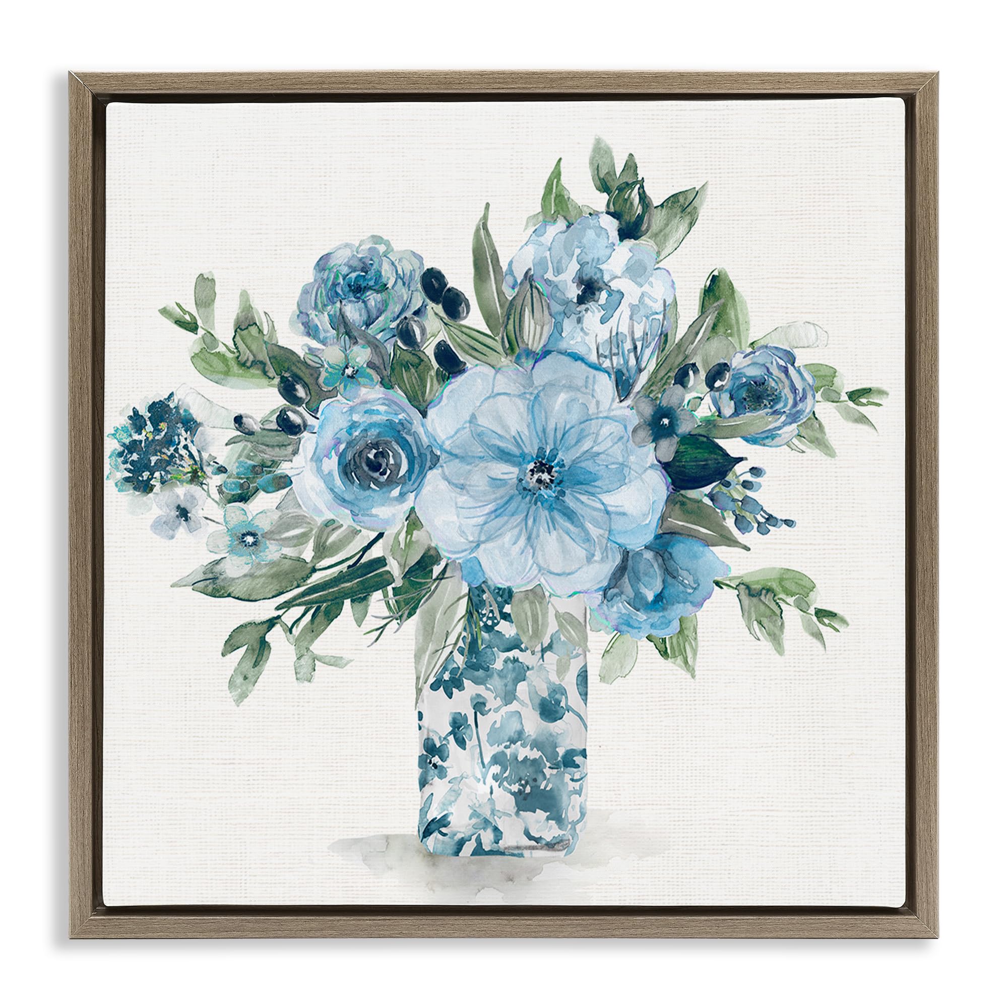 Stupell Industries Montalcino Elm (Textured) Pastel Blue Bouquet Floral, 17 X 17 Inch Canvas In Floater Frame