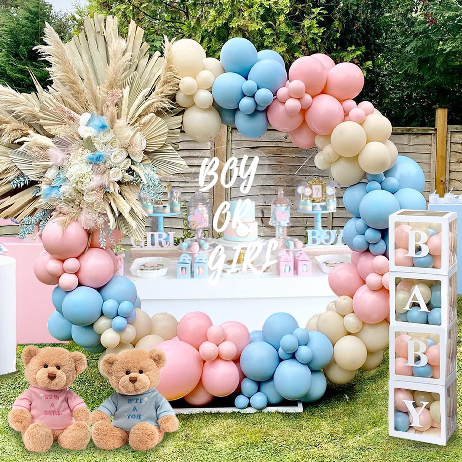 Gender Reveal Feestdecoratie 118-delig - Roze/Blauwe Ballonnen - Taartdecoratie - Voor Babyshower