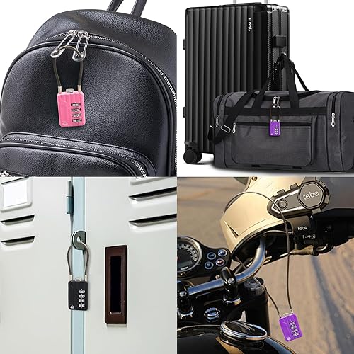 Miniatura 7 de Combinación de cable de 4 dígitos de 20 pulgadas para casillero de gimnasio escolar, casco, archivadores, caja de herramientas, maleta de equipaje,