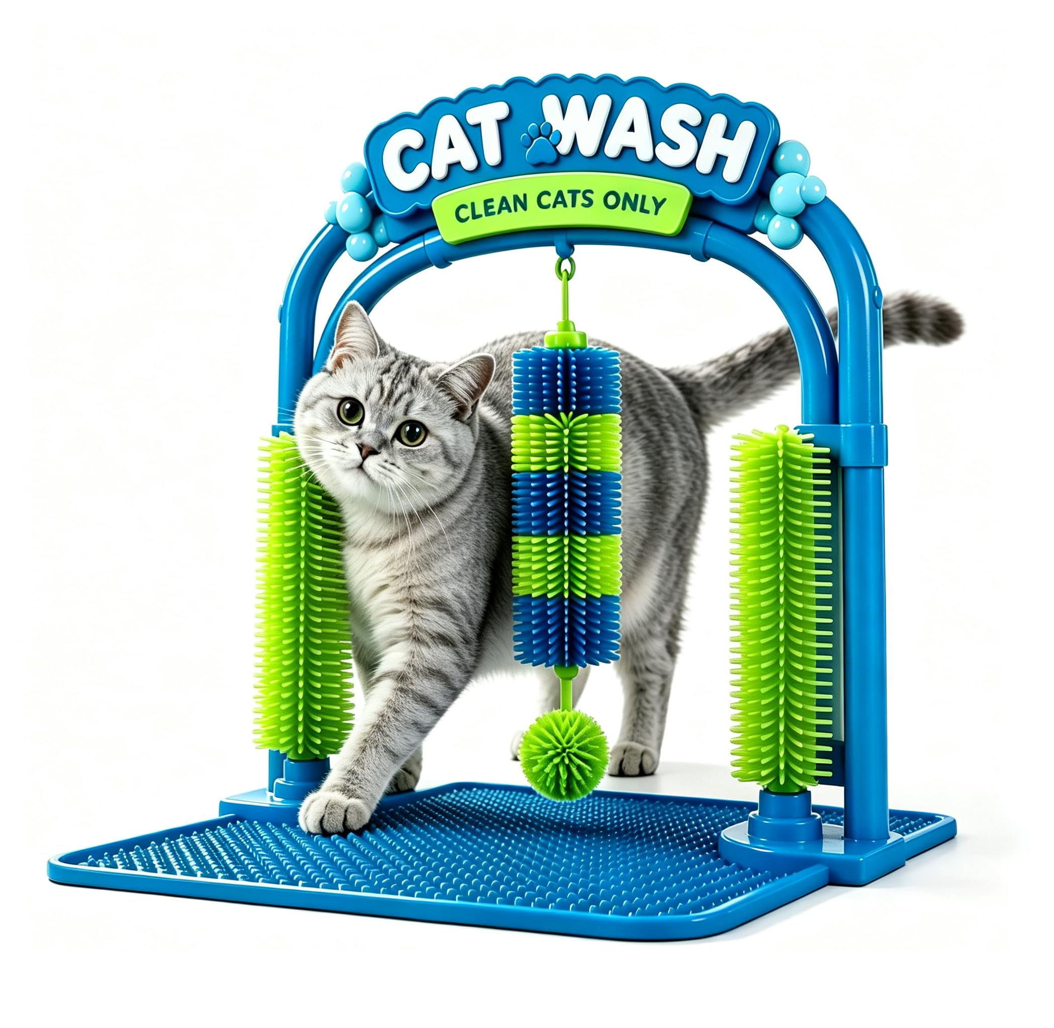 Cat Wash Grooming Station,Cat Car Wash Scratcher,Cats Self Grooming Arch