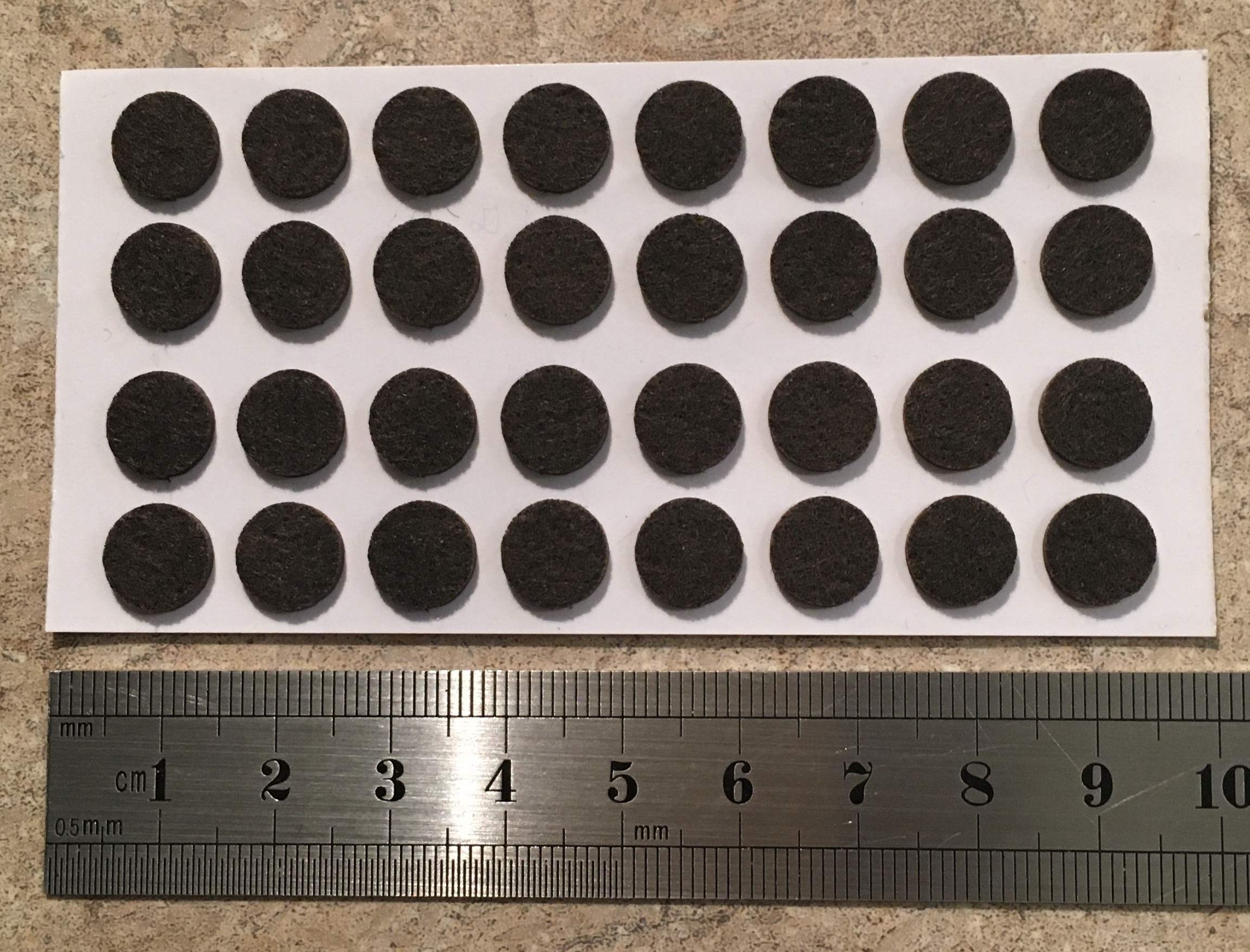 Brown Self Adhesive Round Felt Protector Pads 9mm Diameter Pack of 32 *Small*