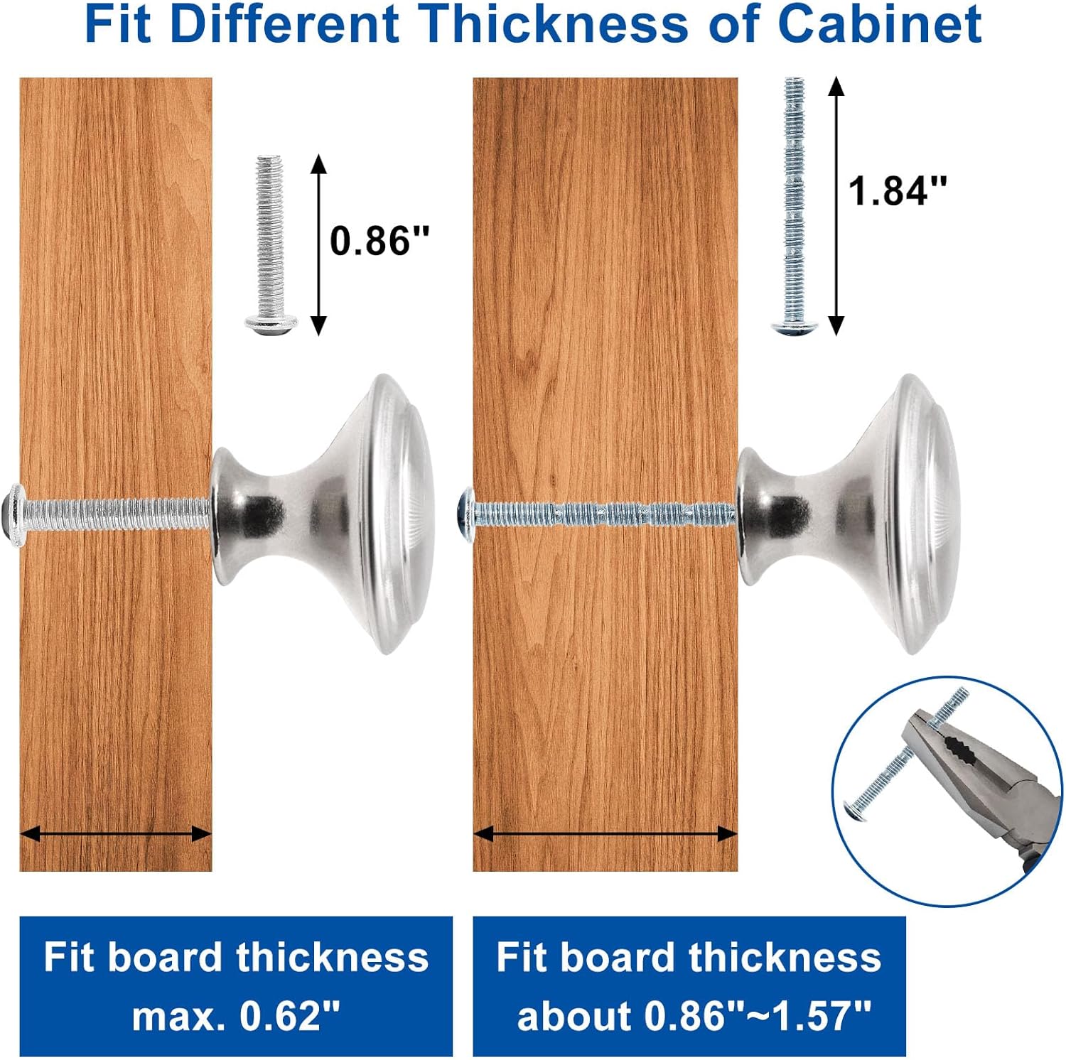 Cabinet Knobs 12 Pack, Stainless Steel Kitchen Cabinet Knobs 1.16 inch Knobs Furniture Hardware Pulls Modern Round Knobs for Dresser Drawers Cupboard Dresser Closet Door (Bushed Silver, 12)