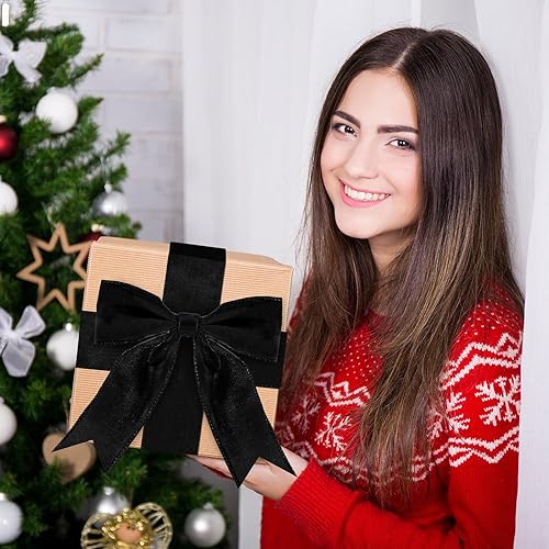 Miniatura 4 de Cinta de terciopelo de Navidad de 100 yardas, cinta ancha de Navidad con cable, cinta de Navidad para exteriores, impermeable, envoltura de