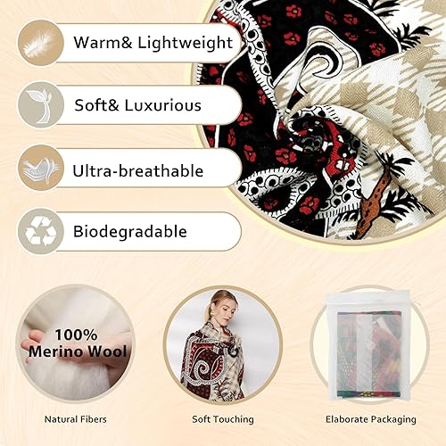 Miniatura 3 de DANA XU Lujosa bufanda de cachemira floral de gran tamaño, 100% de lana pura, extra grande, cálida, chal y envoltura para mujer