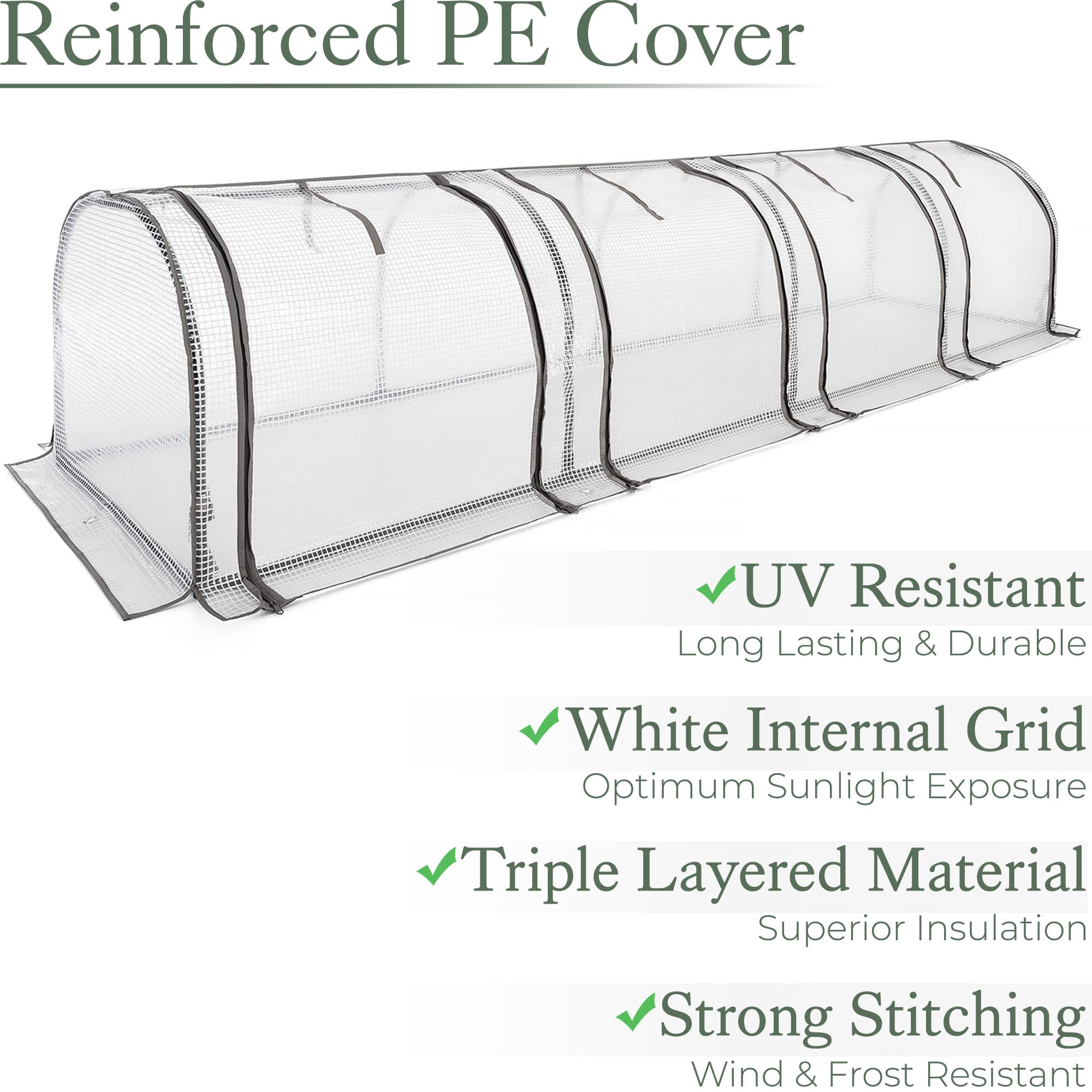 Christow Small Grow Tunnel Cloche Garden Polytunnel Greenhouse With Reinforced Cover (choose 1.3m, 1.95m, or 2.6m long) - Image 3
