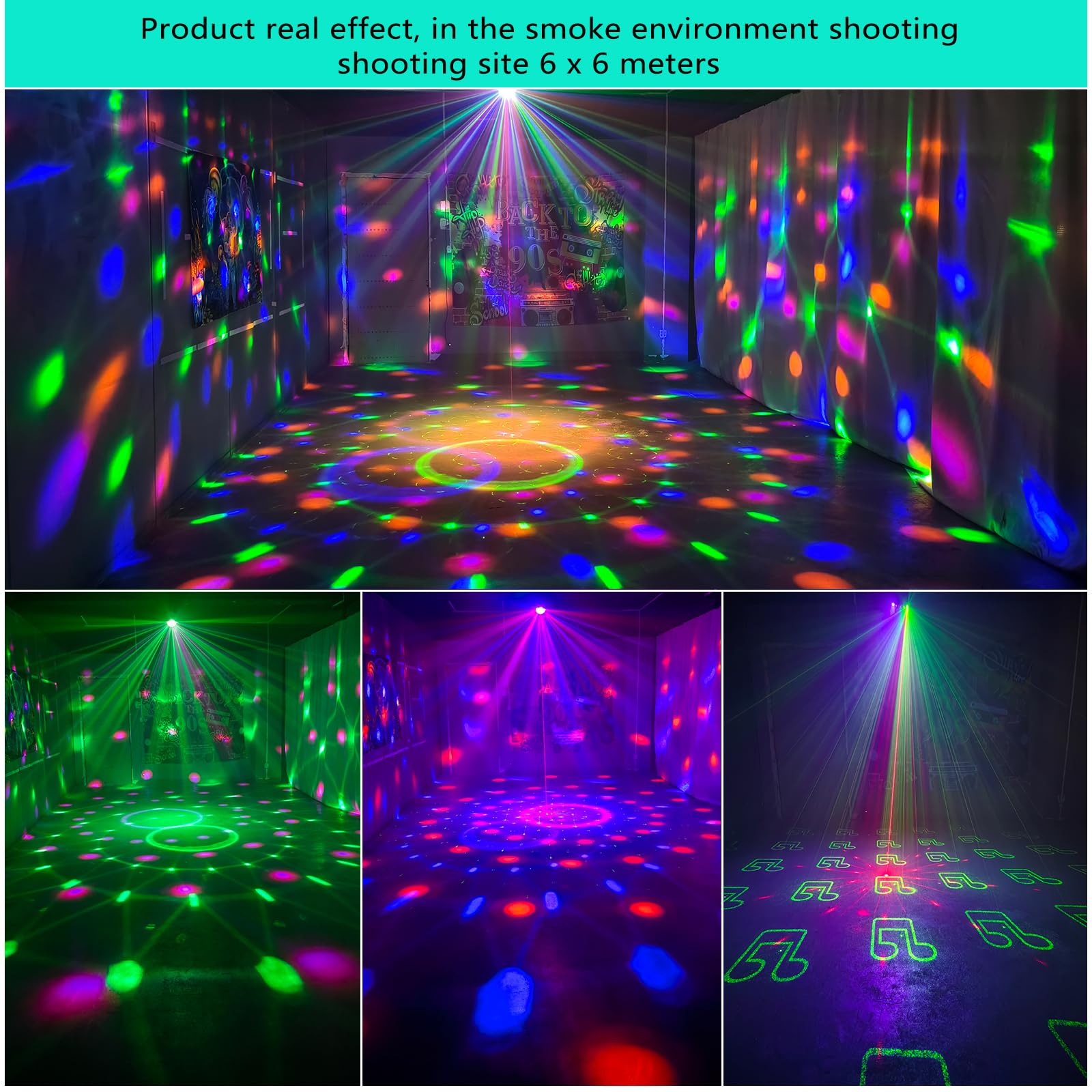 Yinpkteo Discokugel-DJ-Party-Lichter für den Innenbereich, LED-Licht, 6 Farben, geräuschaktiviertes Stroboskoplicht für drinnen und draußen, Tanzfläche, Partys, Geburtstag, Rave, Zuhause, Karaoke,