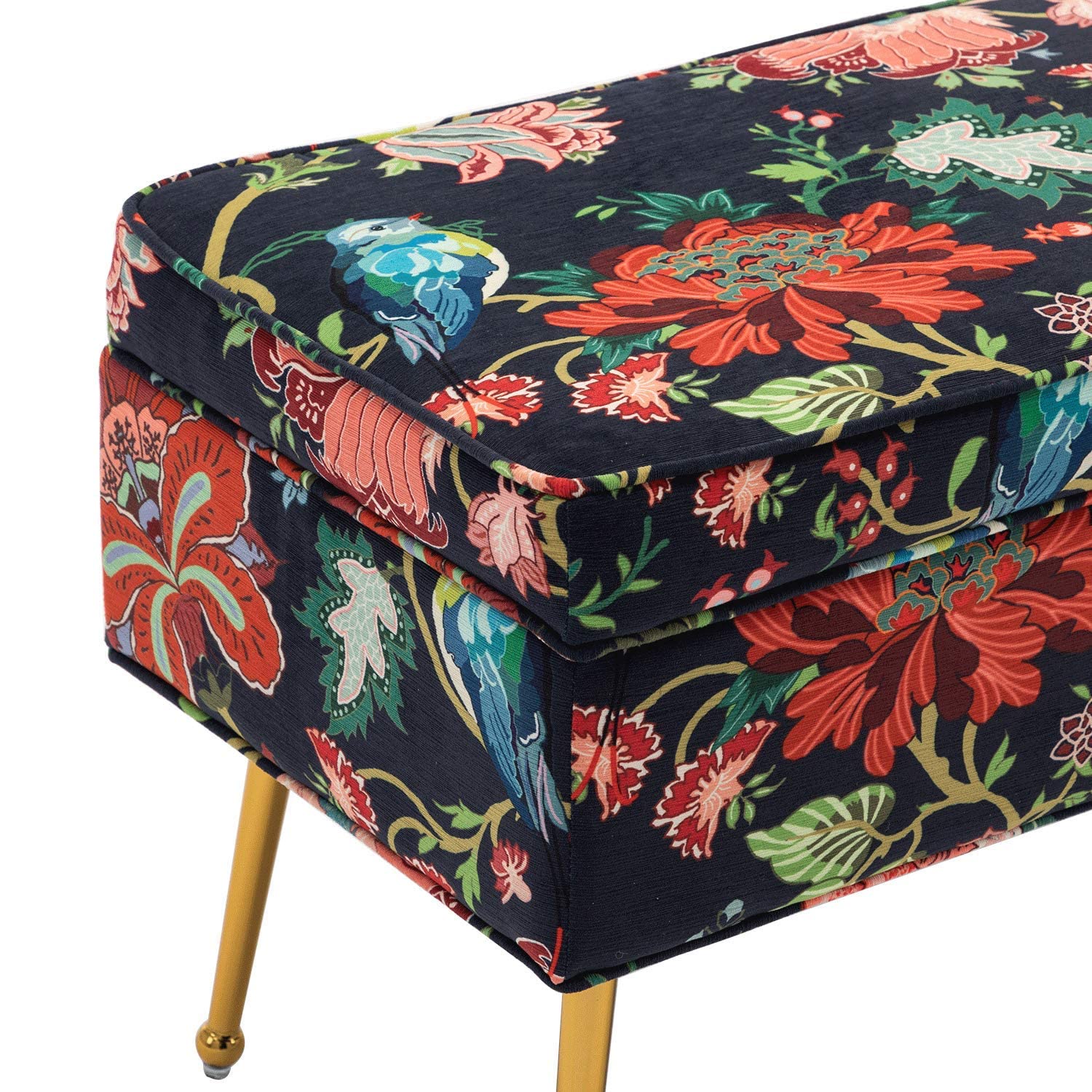 ZHENGHAO Storage Ottoman Bench, Upholstered Velvet Entry Bench for