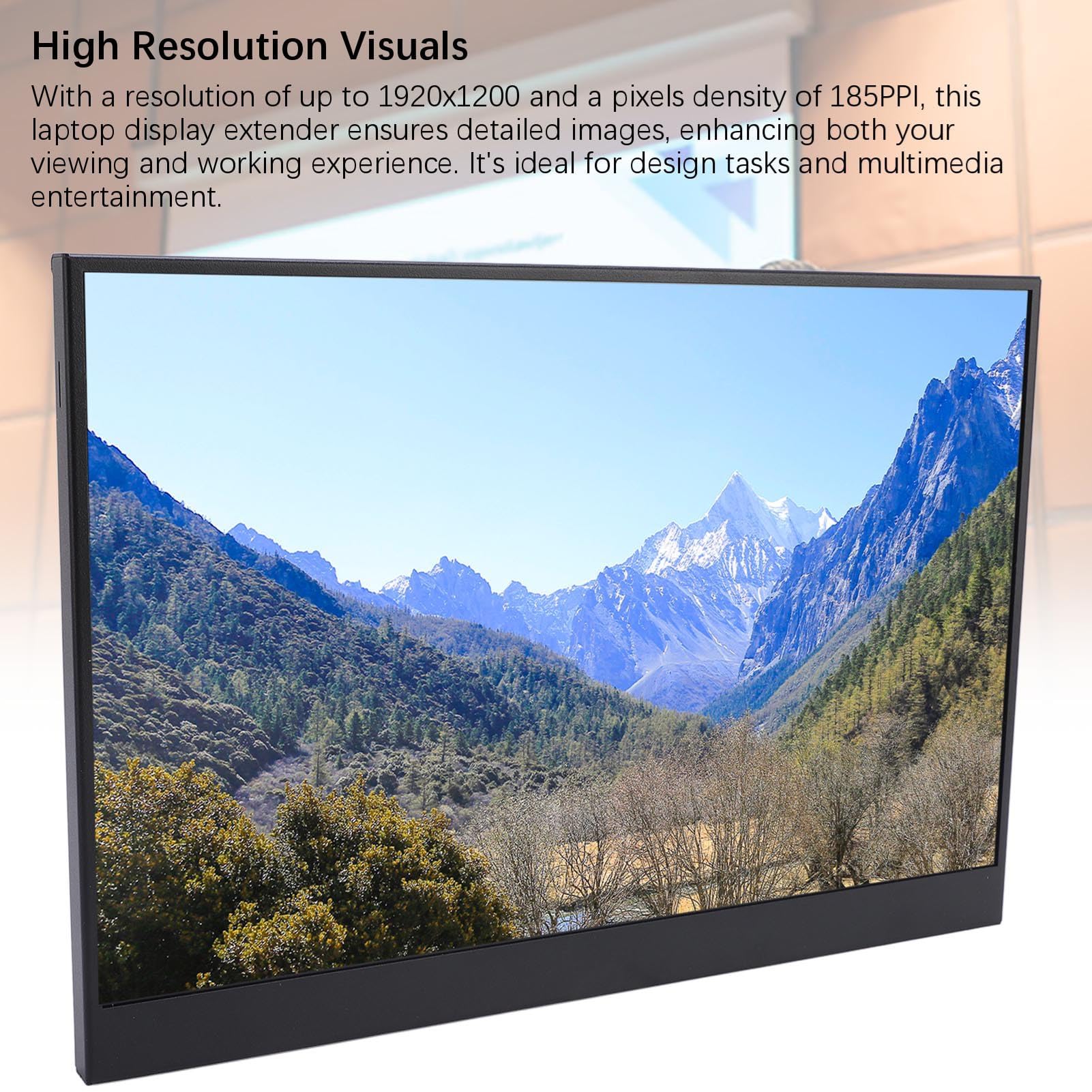 Tonysa 12 -calowy Przenośny Monitor FHD 1080p 1920 * 1200 USB C Wyświetlacz Komputerowy, Wtyczka i Odtwarzanie Drugi Ekran z Wbudowanym Głośnikiem na Telefon z Laptopem, do Gier w