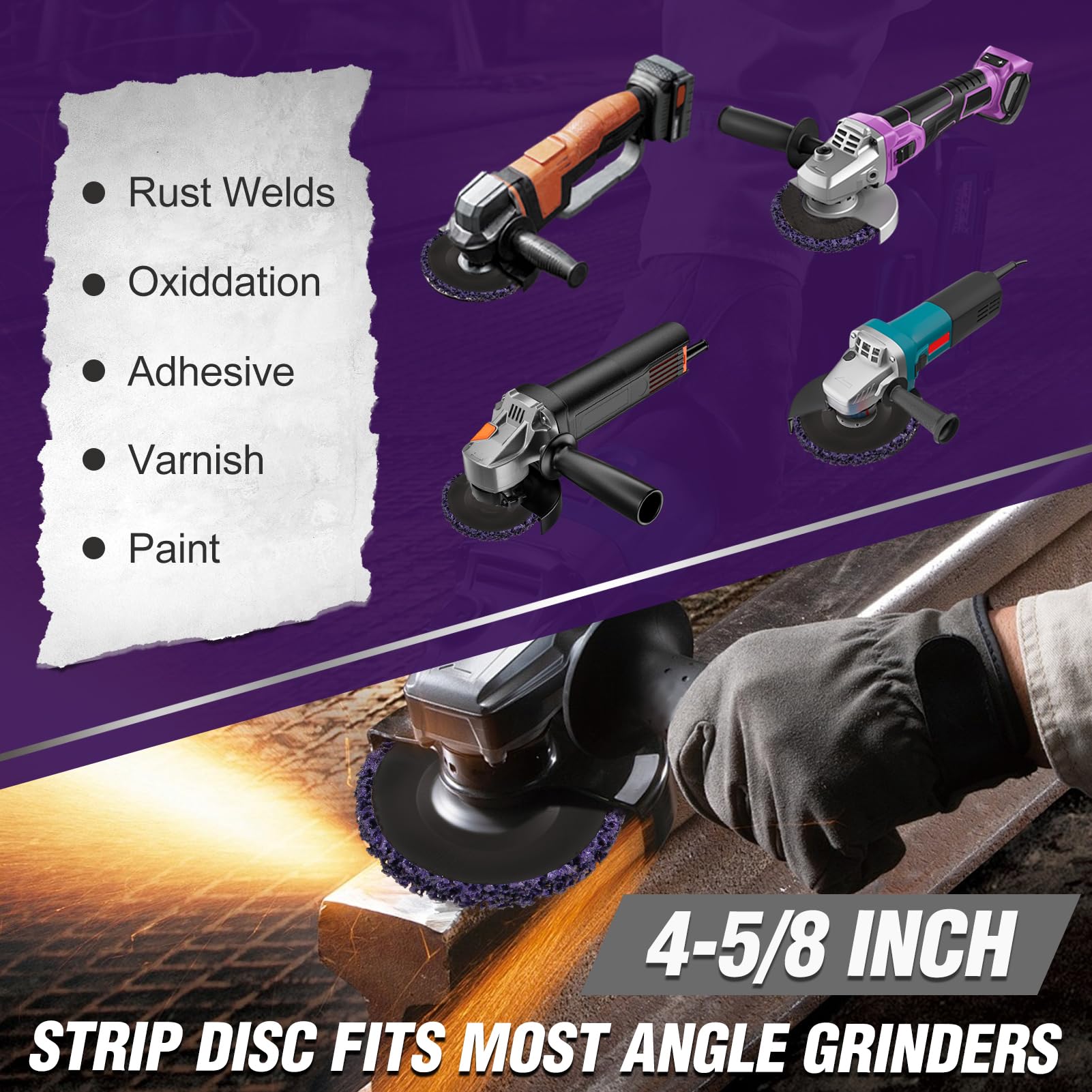 Paquete de 10 discos decapantes de pintura para amoladora angular, removedor de pintura para superficies de metal para amoladora angular, discos abrasivos rápidos, óxido, oxidación, removedor