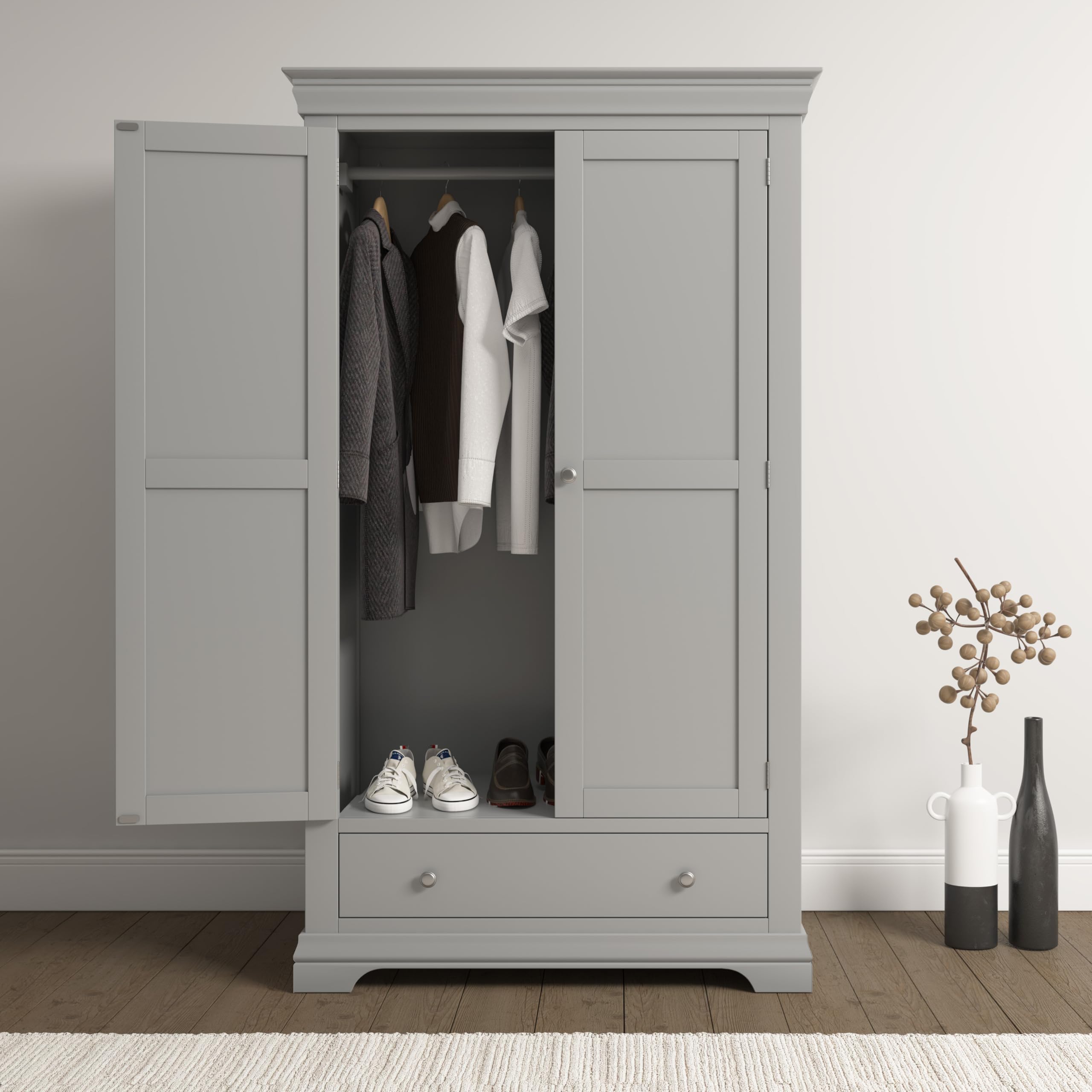 Bordeaux Seconique 2 Door Pebble Grey Wardrobe