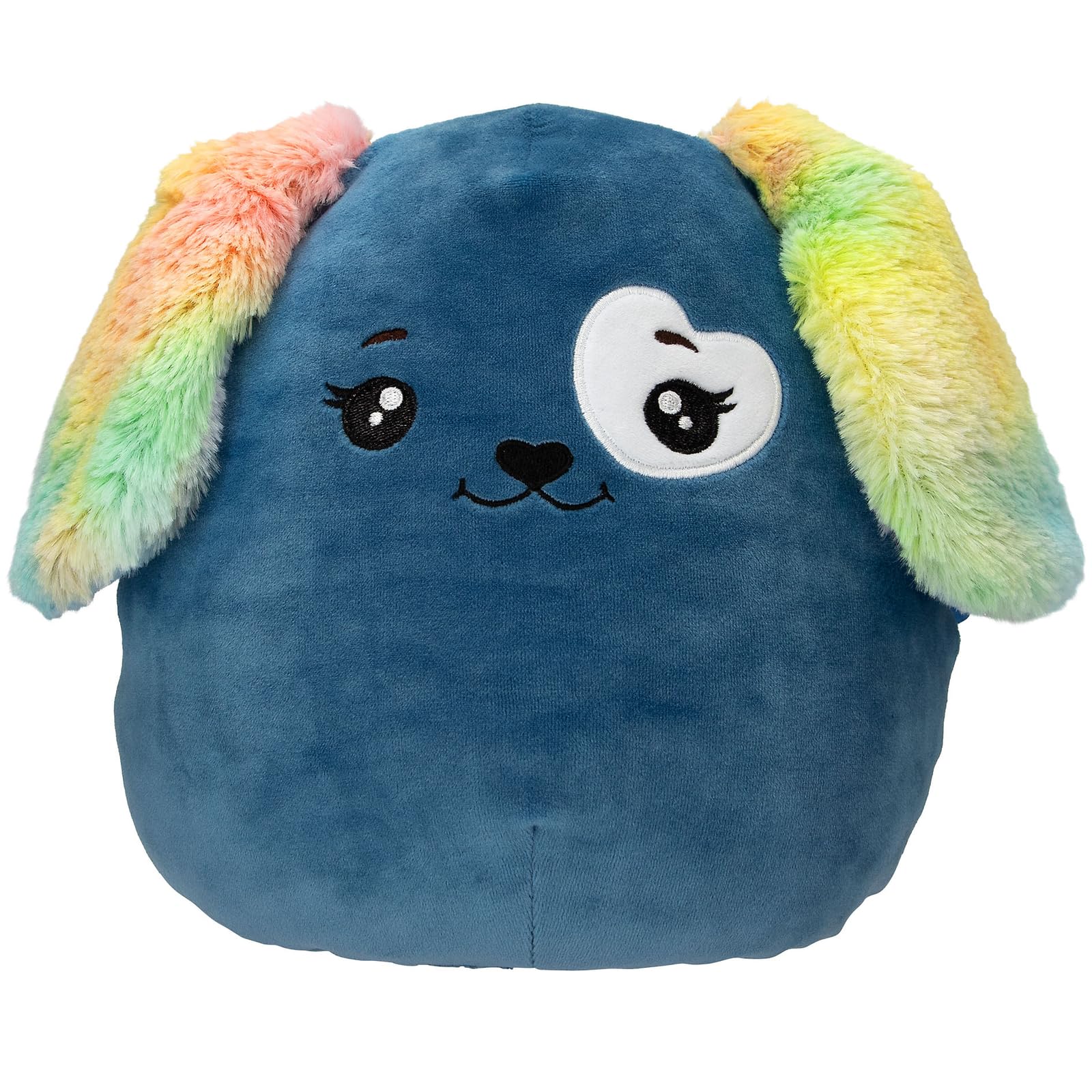Depesche 13859 Ylvi Swoppies Cuddly Toy Dog in Dark Blue with Luminous Effect and Colourful Ears, Approx. 30 cm Plush Toy