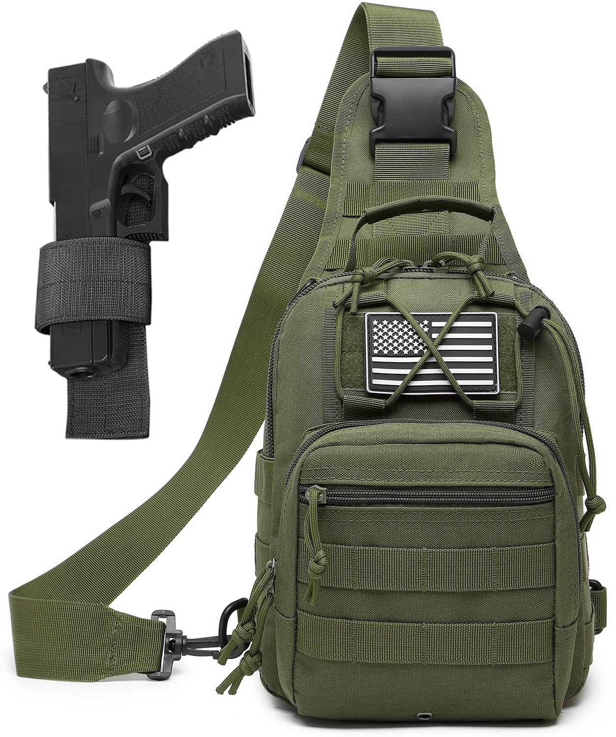 ATBP Small Tactical Sling Bag for Men with Holster Military EDC Shoulder Bag CCW Crossbody Bag 7 Liters