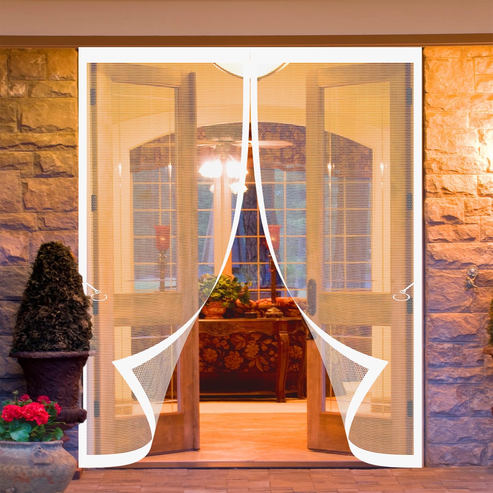 Bcxduomi White Magnetic Fly Screen Door 115 X 198 Cm Keeping Out Flies & Bug, Keep Fresh Air In Fly Screen Door Kid And Pet Friendly For Kitchen, Terrace, Corridor,