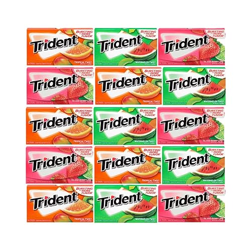 Paquete variado de chicles sin azúcar, Tropical Twist, Sandía Twist, Island Berry Twist, paquete de 10