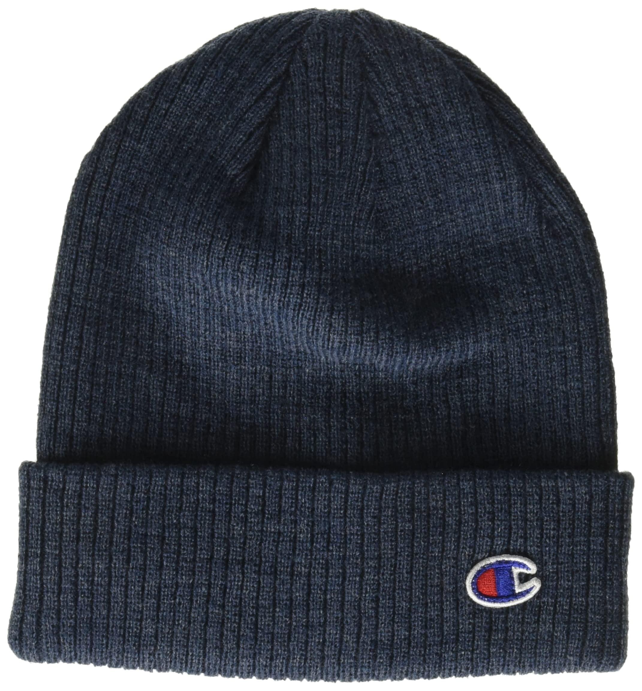 Champion Unisex's Logo Cuff Beanie Hat, Dark Blue Heather, One Size