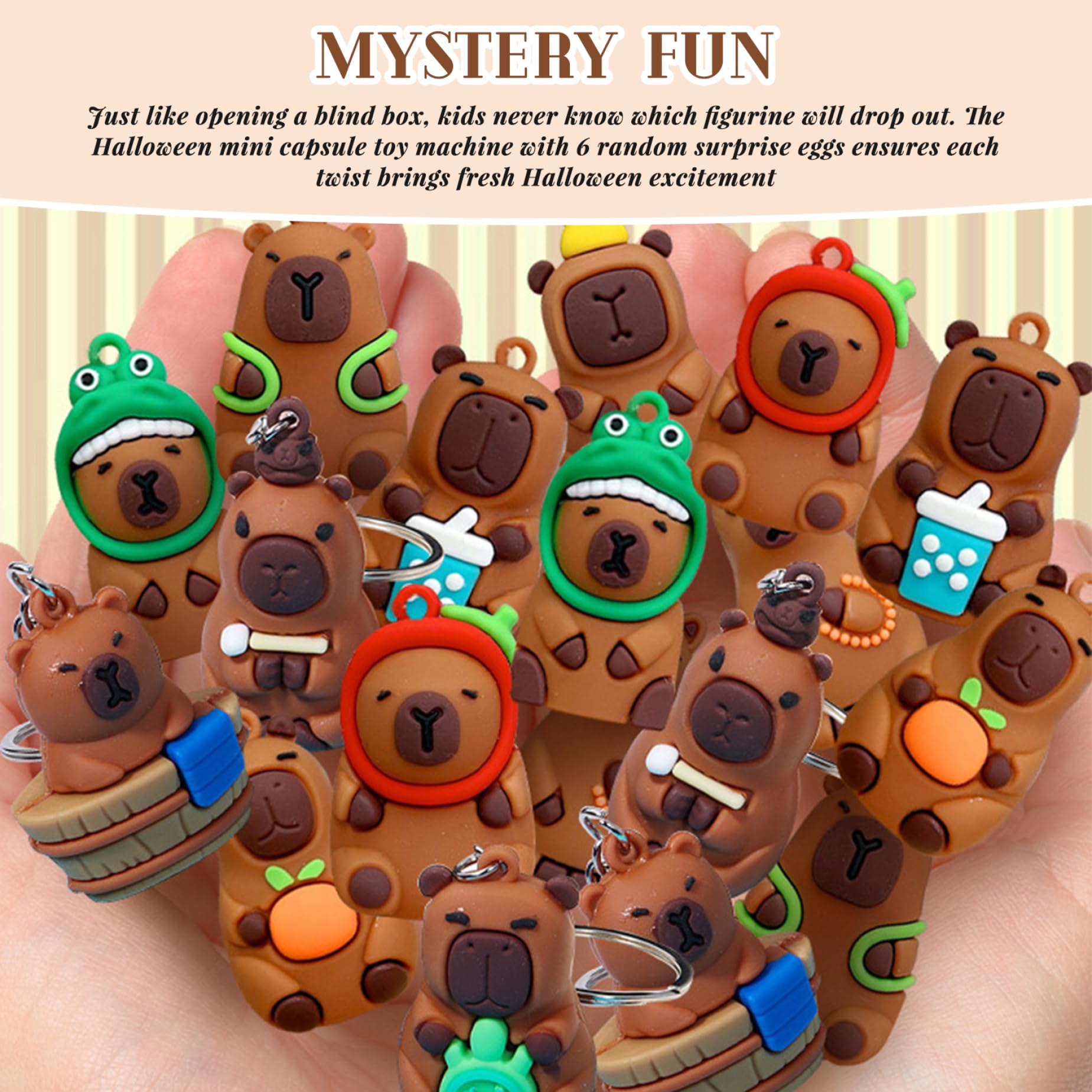 Gcroet Distributeur Automatique de Capsules de Jouets Capybara Mini Distributeur Automatique Sac à Dos Capybara avec 6 œufs Surprises Jouets Capsules mystères pour Noël Pâques...