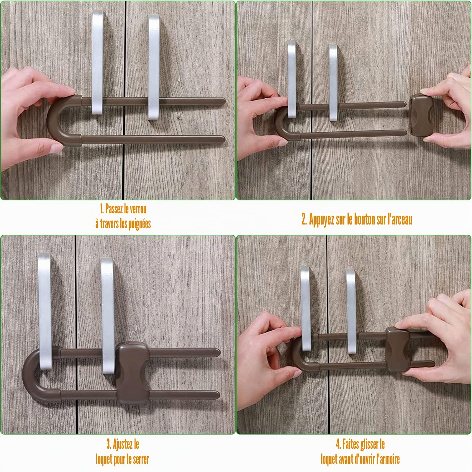 RUIJIE Bloc Porte Securite de Placard 4 Pièces Bebe , Sécurité Enfant Tiroir Armoires Verrous Cabinet , Protection Sécurite Domestique