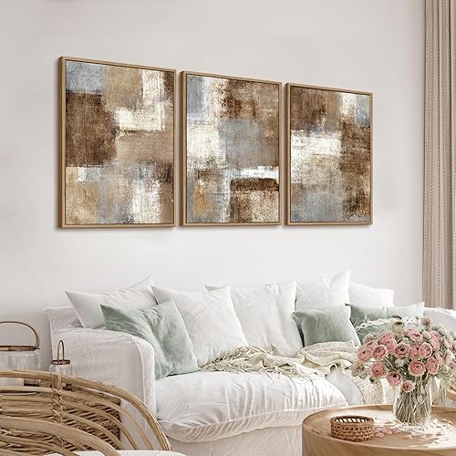 Miniatura 3 de Arte de pared abstracto grande enmarcado  Lienzo enmarcado de flotador natural, impresiones artísticas para decoración de sala de estar, obra de