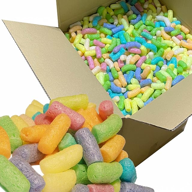 5 Cubic ft Multi Coloured EcoFlo Biodegradable Packing Peanuts - Protective Postal Mailing Packing Void Loose Fill Packaging Filler