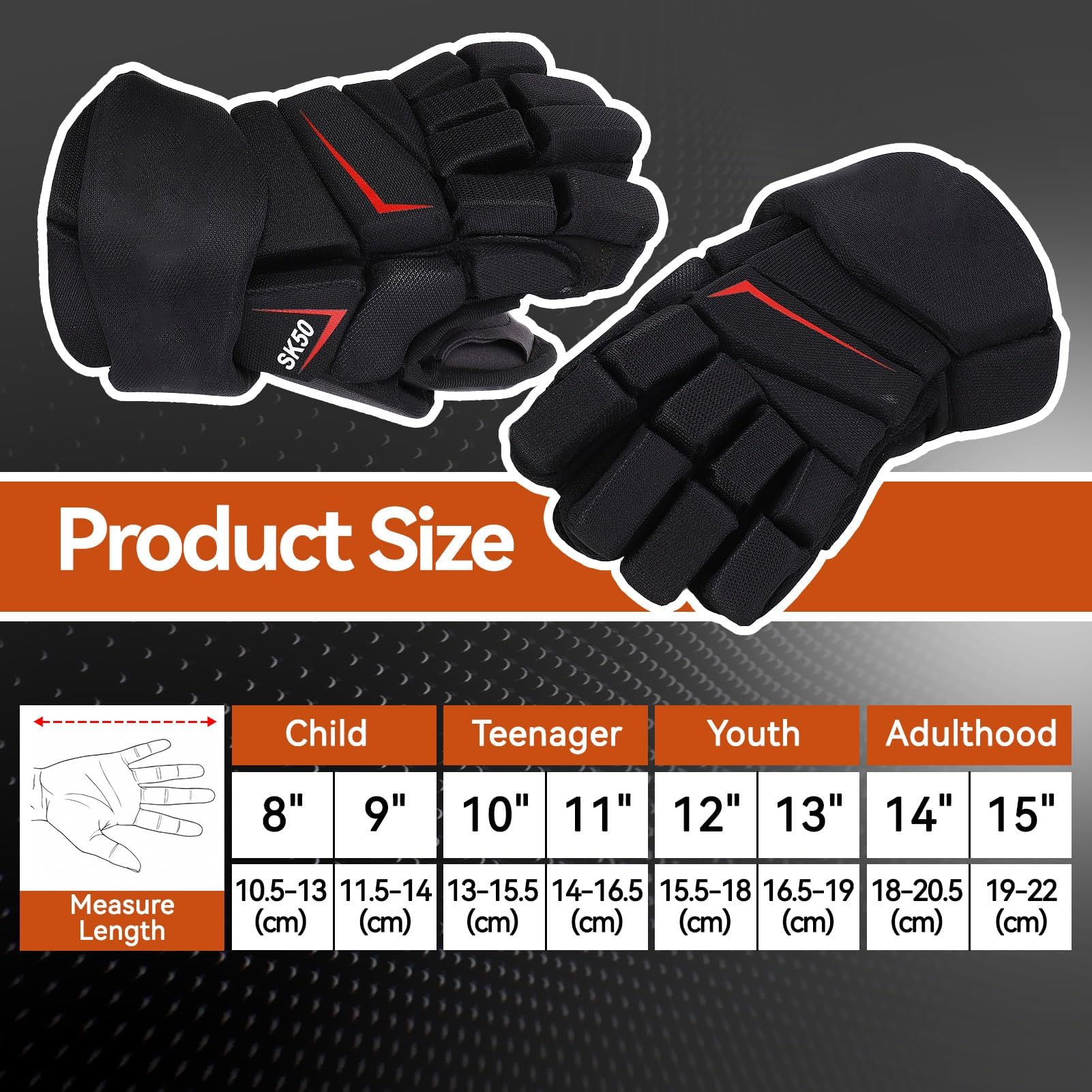 Eisrollenhockeyhandschuhe, 1 Paar Street Hockey Finger Schutzhandschuhe atmungsaktive Roller -Spieler -Übungsausrüstung für Jugend Junior Senior