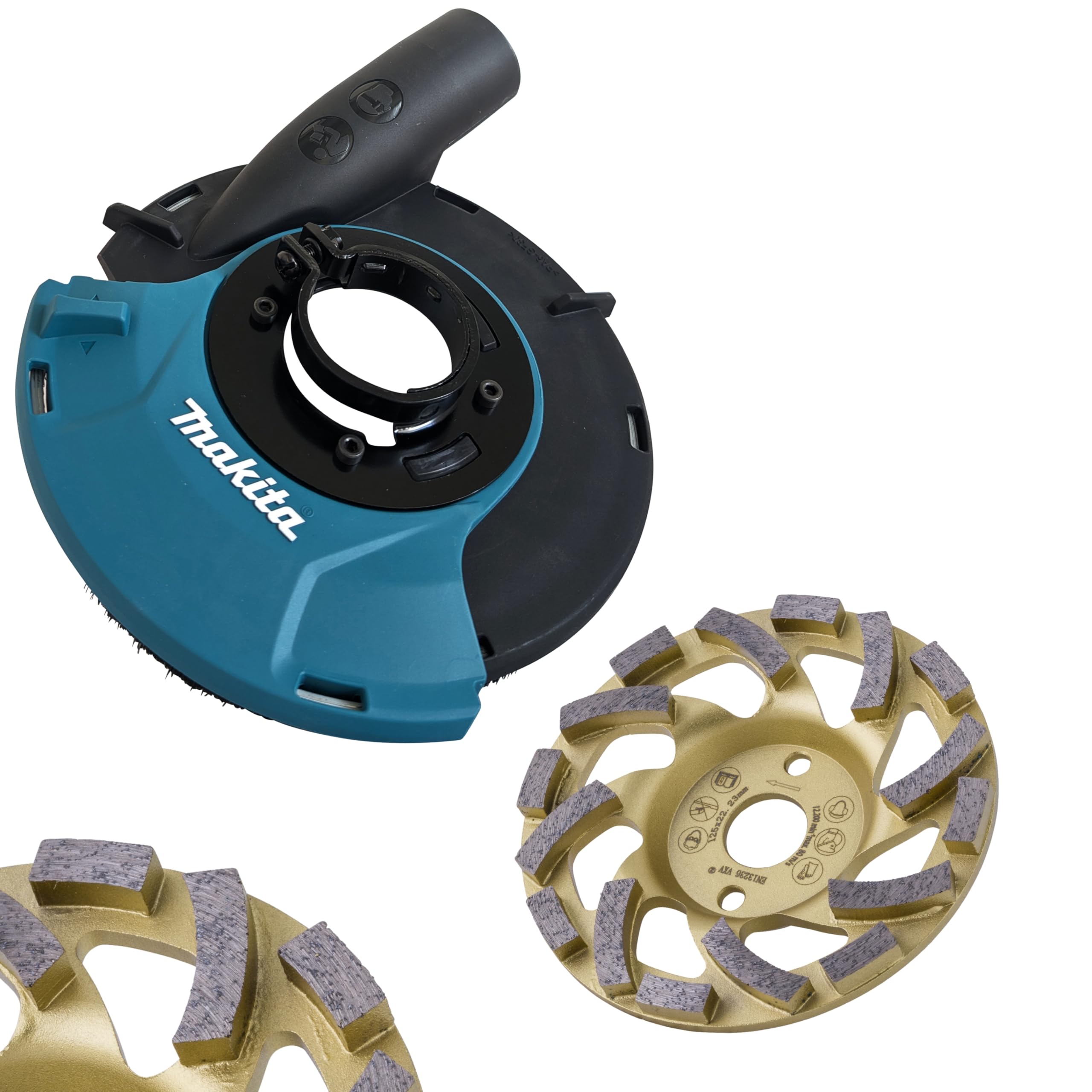 Makita Absaughaube Ø125mm inklusive Premium Schleifteller für Beton Granit