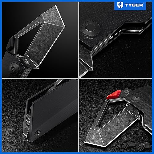 Miniatura 7 de Tyger K7 EDC Cuchillo de bolsillo plegable Hoja de acero negra lavada a la piedra de 154CM Mango G-10 TG-KF9C2898