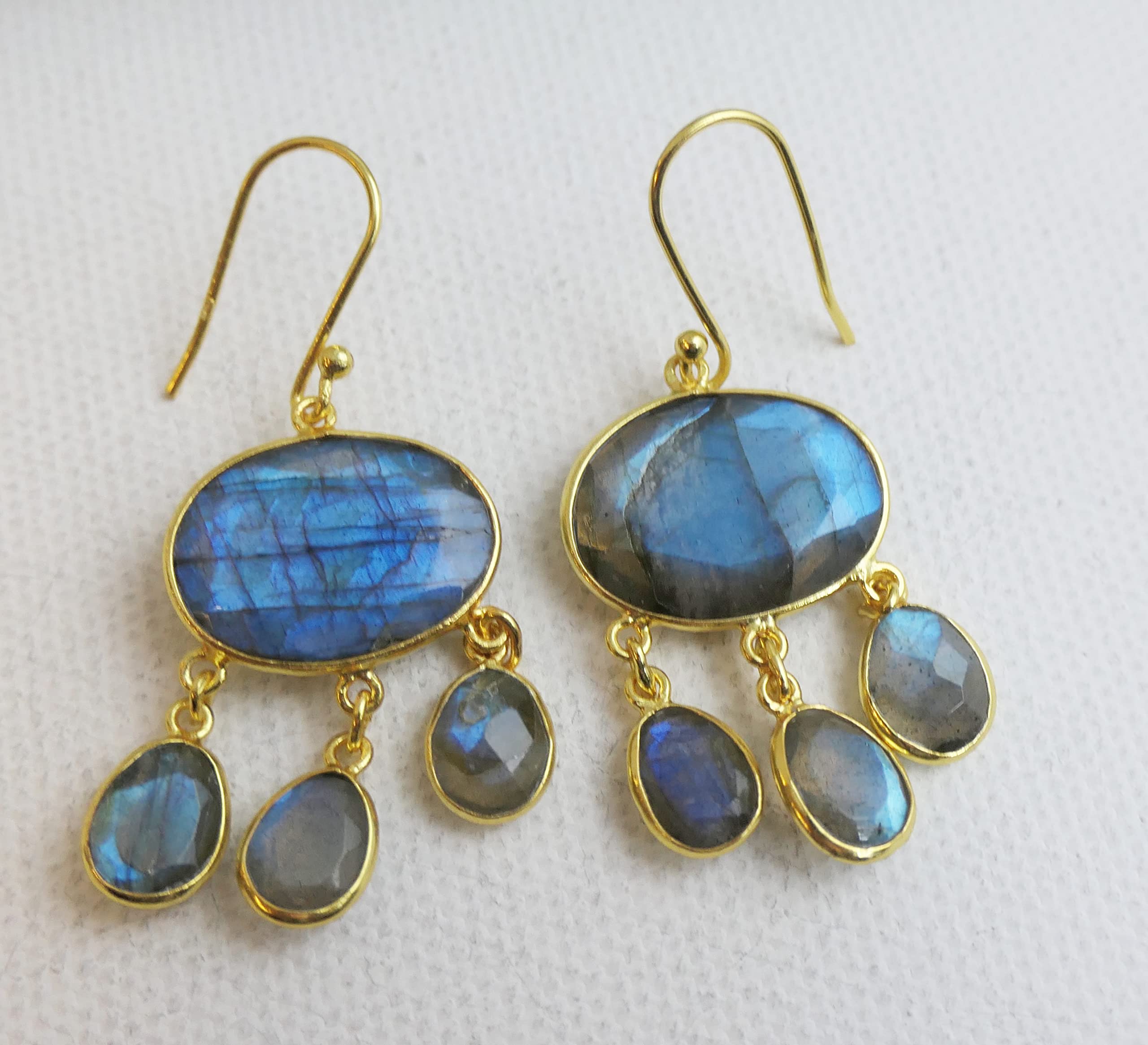 Orecchini in argento sterling con labradorite | Gioielli Eleganti Fatti a Mano da Donna - Stile Raffinato, Idea Regalo Romantica per Serate, Feste e Occasioni Speciali