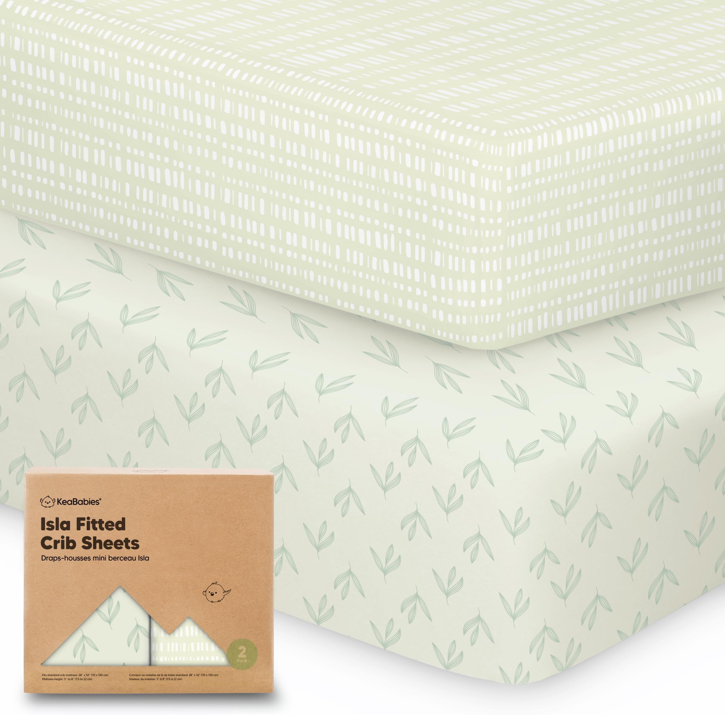 KeaBabies 2-Pack Baby Crib Sheets for Boys, Girls - 52x28 Viscose Derived from Bamboo Toddler Bed Sheets Neutral, Fitted Crib Mattress Cover for Standard Baby Bedding, Soft & Cozy (Fleur)