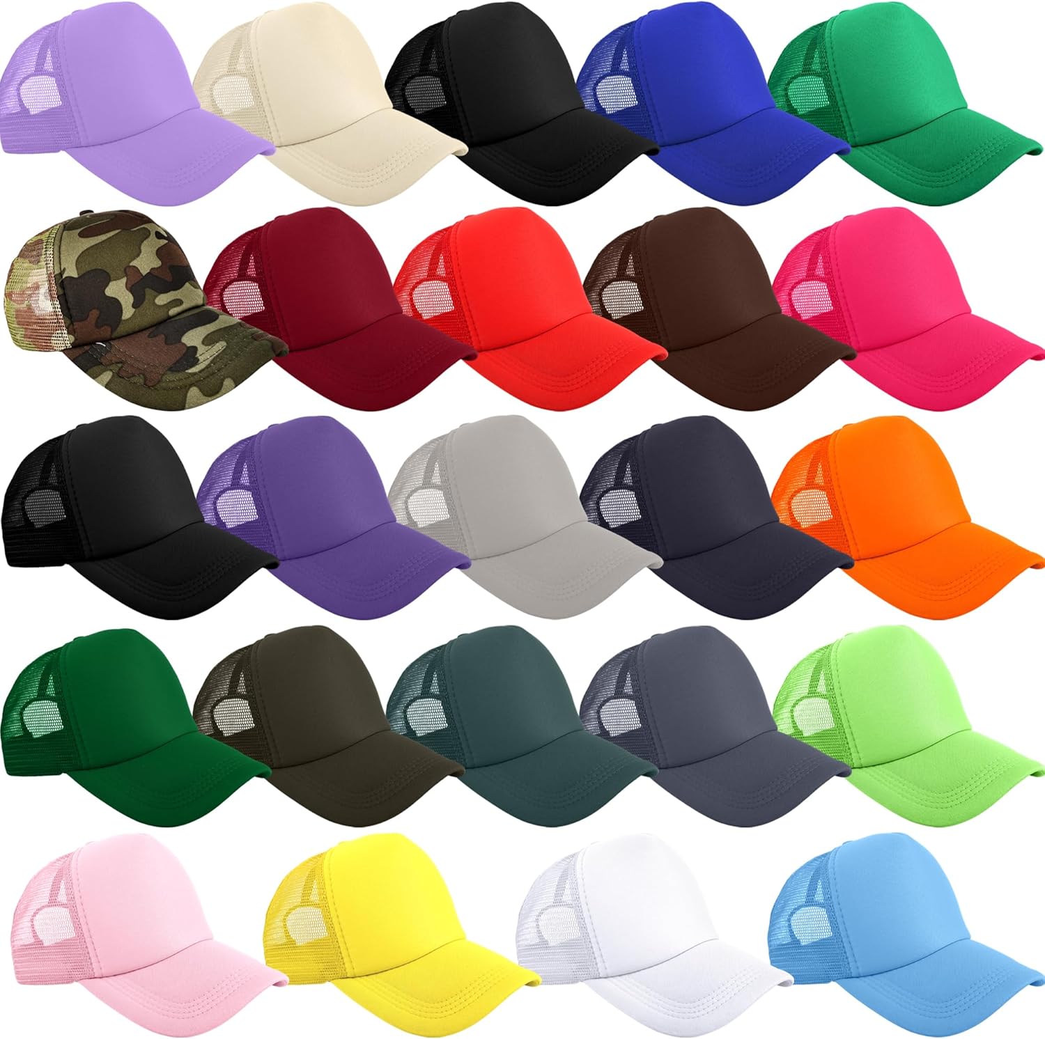 24 Pcs Kids Trucker Hats DIY Sublimation Summer Mesh Baseball Caps Adjustable for Boys Girls Camping Outdoor Sport