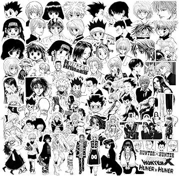 Sticker Decals Set of 67 Pieces, Manga Gon, Killua, Kurapika, Leorio, Hisoka, Chrollo, Moe Goods, PVC, Notebook Stickers, DIY Decoration, Picture Stickers for Guitar, Helmet, Suitcase, Notebook, Water