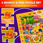 QUOKKA 100 Piece Puzzles for Kids Ages 4-6 – 4xSET Search and Find Kids Puzzles Ages 5-8 – Artist-Crafted Illustrations with Children Daily Life, Hidden Objects - Educational Activity Toy Gift