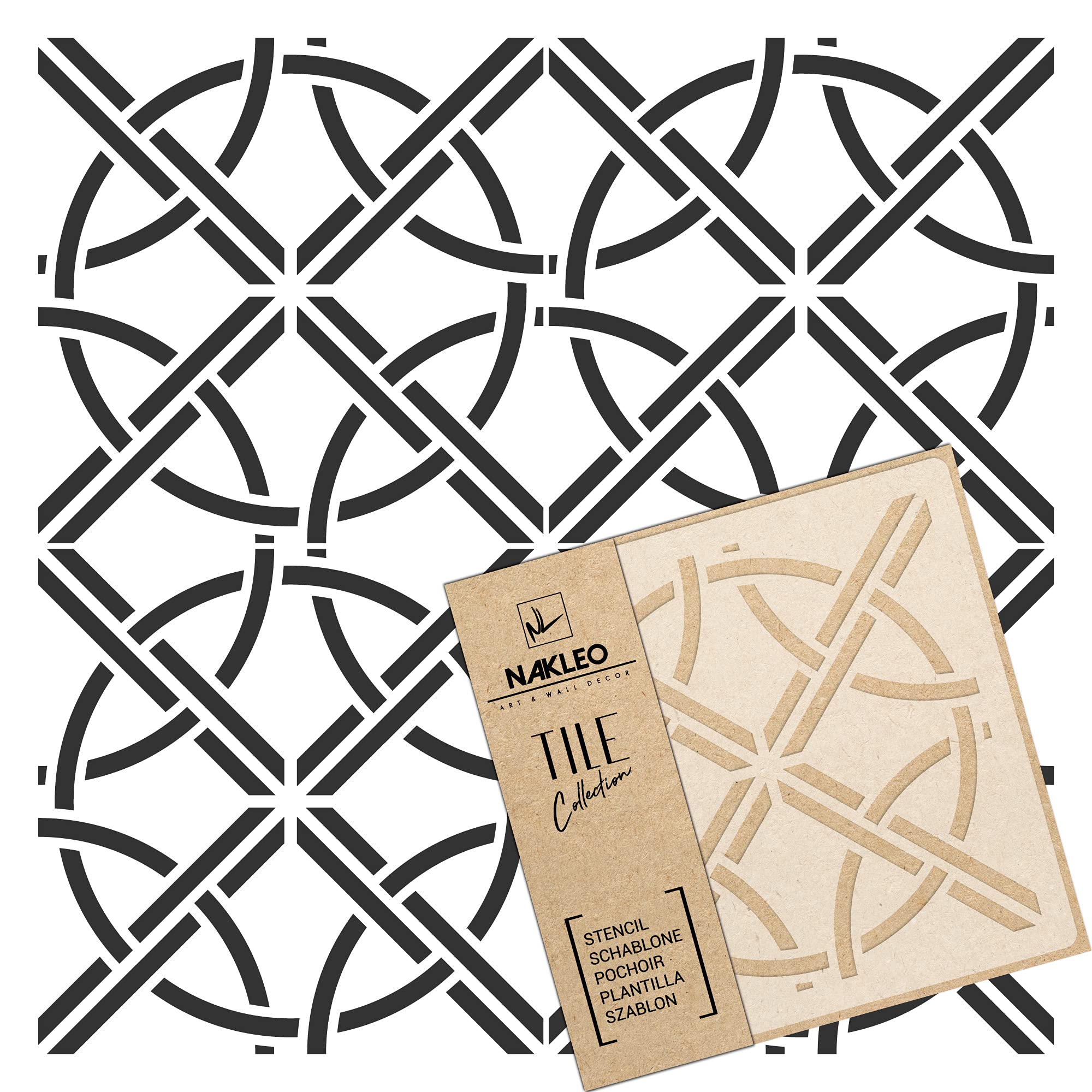 NAKLEO Tegel Verf Sjabloon 20x20cm, Soria Geometrische Vierkante Rechthoek Lijnen, Plastic Herbruikbare Stencil, Home Decor Ambacht DIY, Vloer Beton Patio Muur - Terracotta