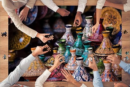 Miniatura 2 de Rompecabezas de madera de 1000 piezas surtidas de tajines marroquíes en un zoco rompecabezas para niños o adultos juguetes educativos juego de