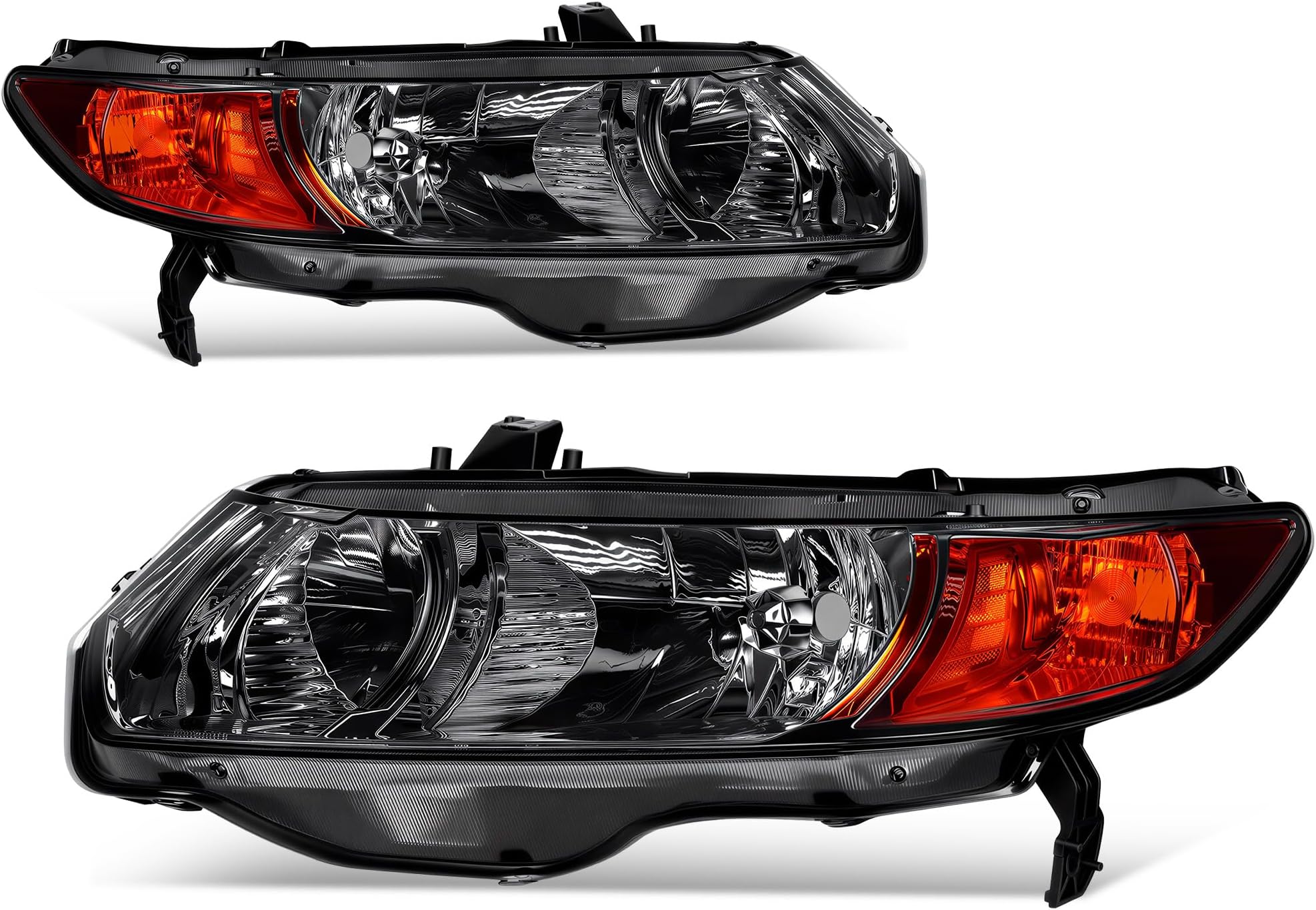 AUTOSAVER88 Headlight Assembly Compatible with 06-11 Civic 2-Door Black