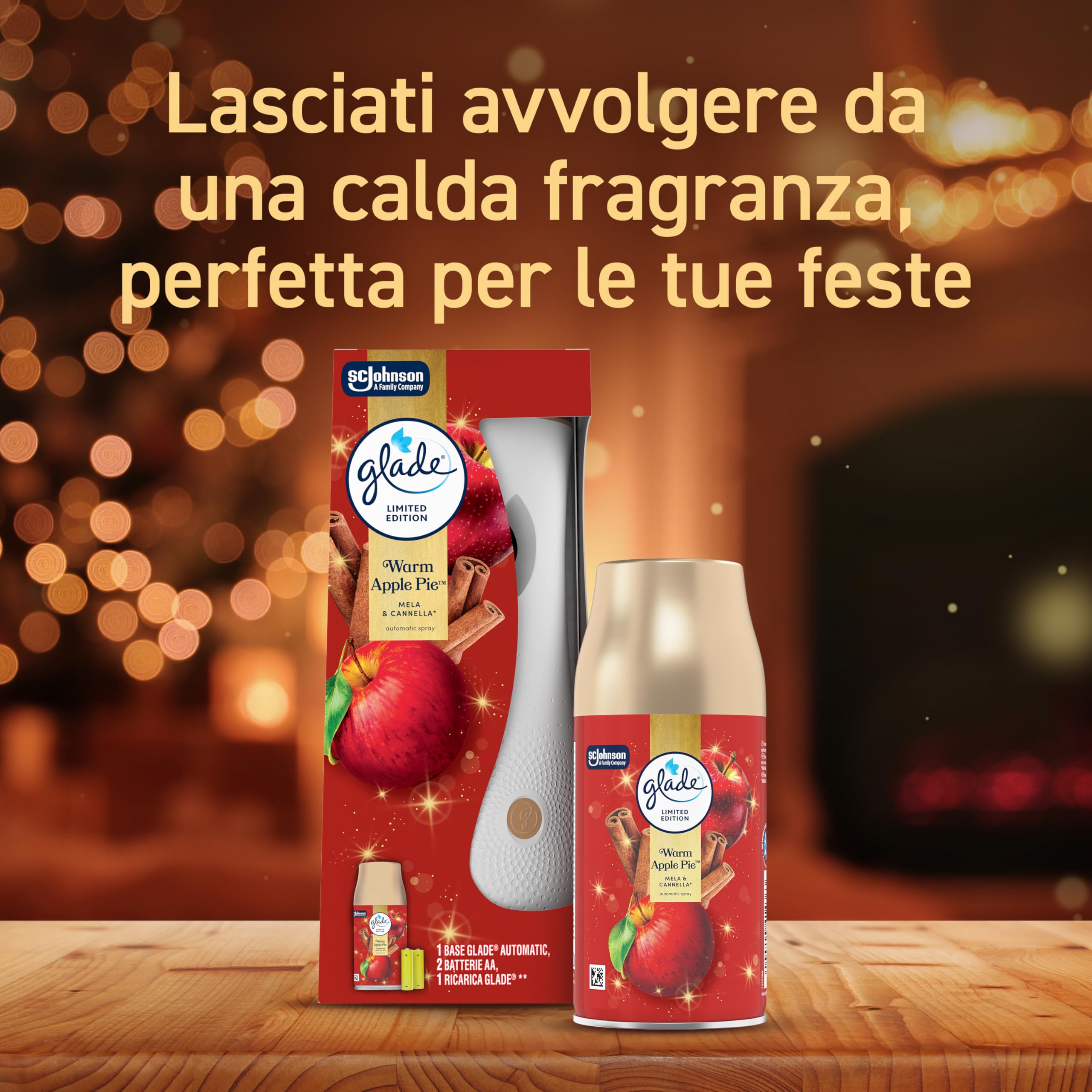 Glade Automatic Spray Ricarica, Profumatore per Ambienti, Edizione Limitata, fragranza Warm Apple Pie, Confezione da 4 ricariche
