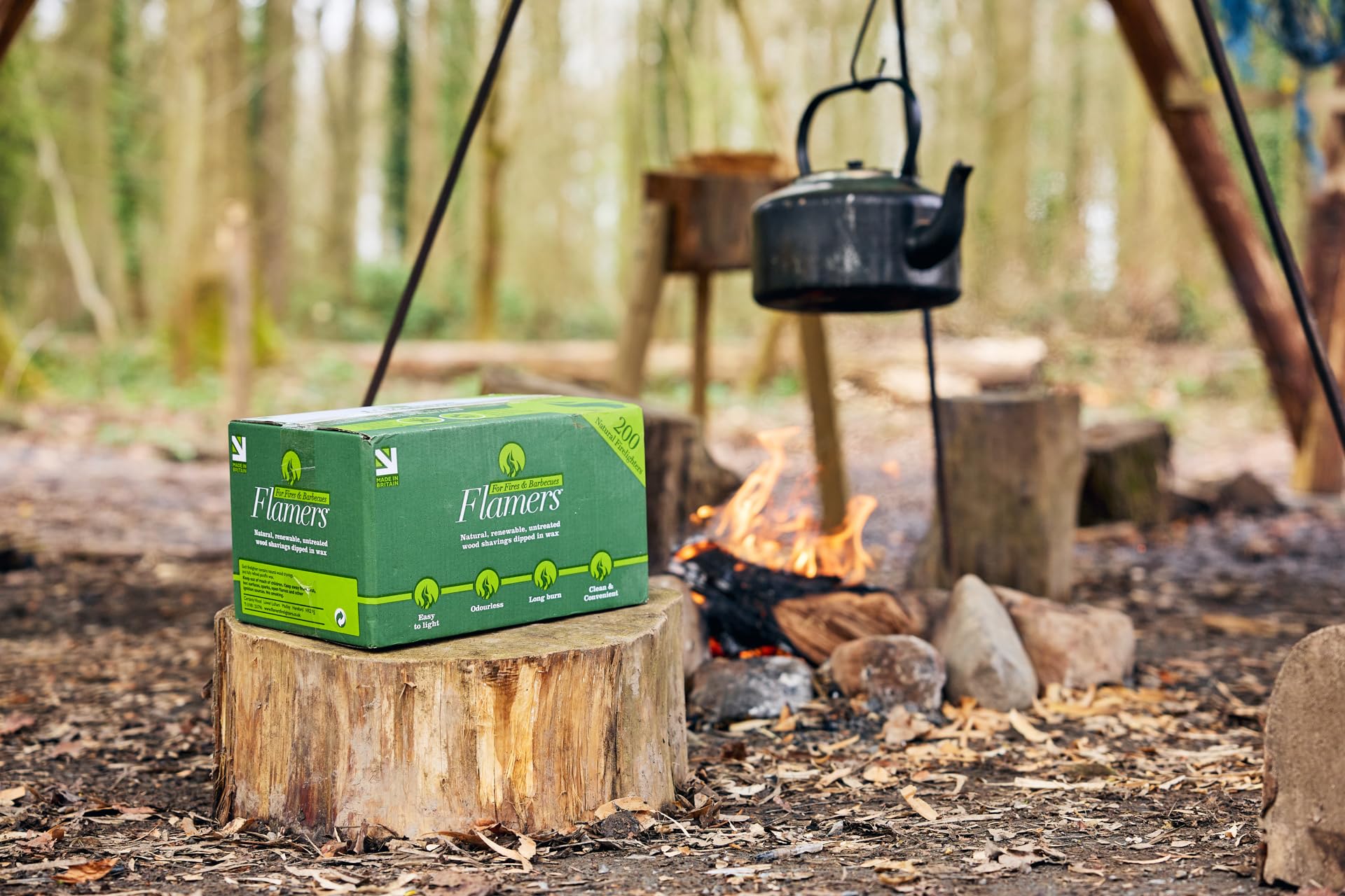 4 x 200 Flamers Natural Fire Lighters for Wood Burner Firepit Bbq Pizza Oven Fireplace Chimenea Barbecue Fire Starter - Firestarter for Kiln Dried Kindling Log Coal Charcoal Briquette - 5
