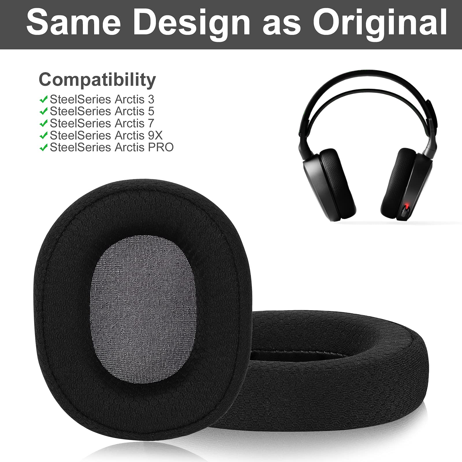 Coussinets De Remplacement Pour Casque SteelSeries Arctis - Noir Et Argent - Confort Et Isolation