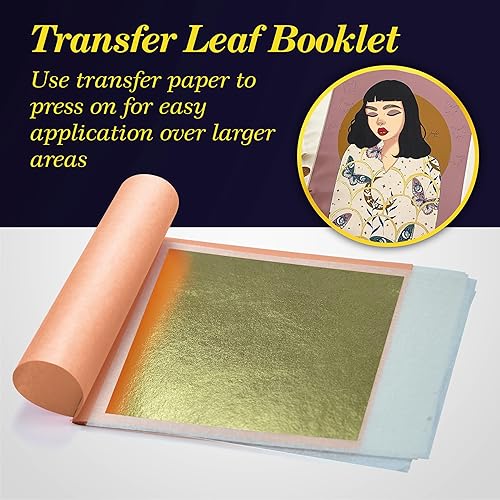 Miniatura 6 de Barnabas Blattgold Hoja de oro, oro real de 22 quilates 25 hojas, 3.1 pulgadas - Patente de transferencia para pintura, artes y manualidades