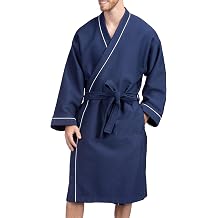 Texere Mens Modal Cotton Kimono Spa Bathrobe with Waffle Quilted Design; Robe with Tie Waist and Pockets