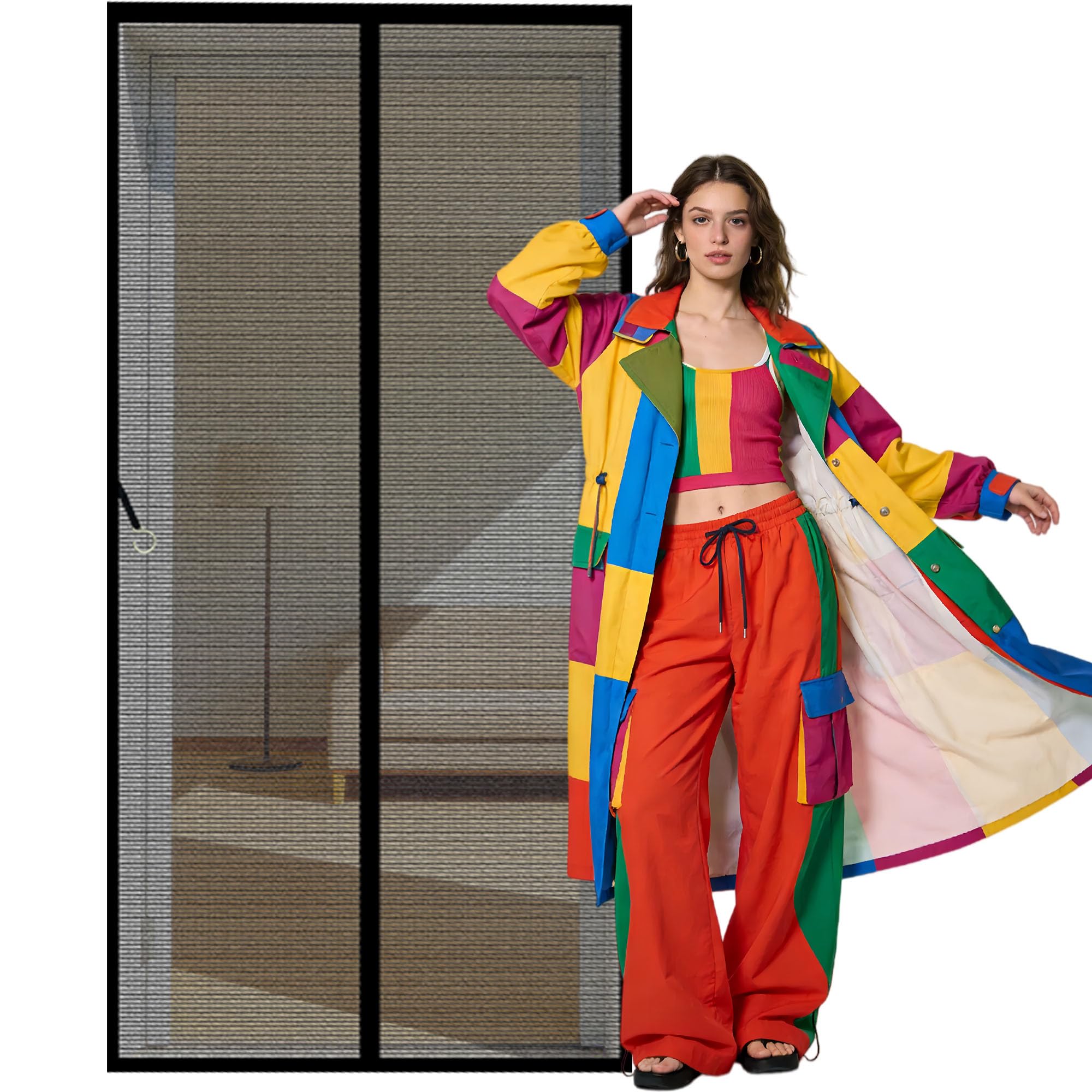 Magnetic Fly Screen 130 x 275 cm Automatically Closes Magnetic Fly Screen for Doors Keeping Out Flies Bug Suitable for Patio Room Balcony Bedroom, Black
