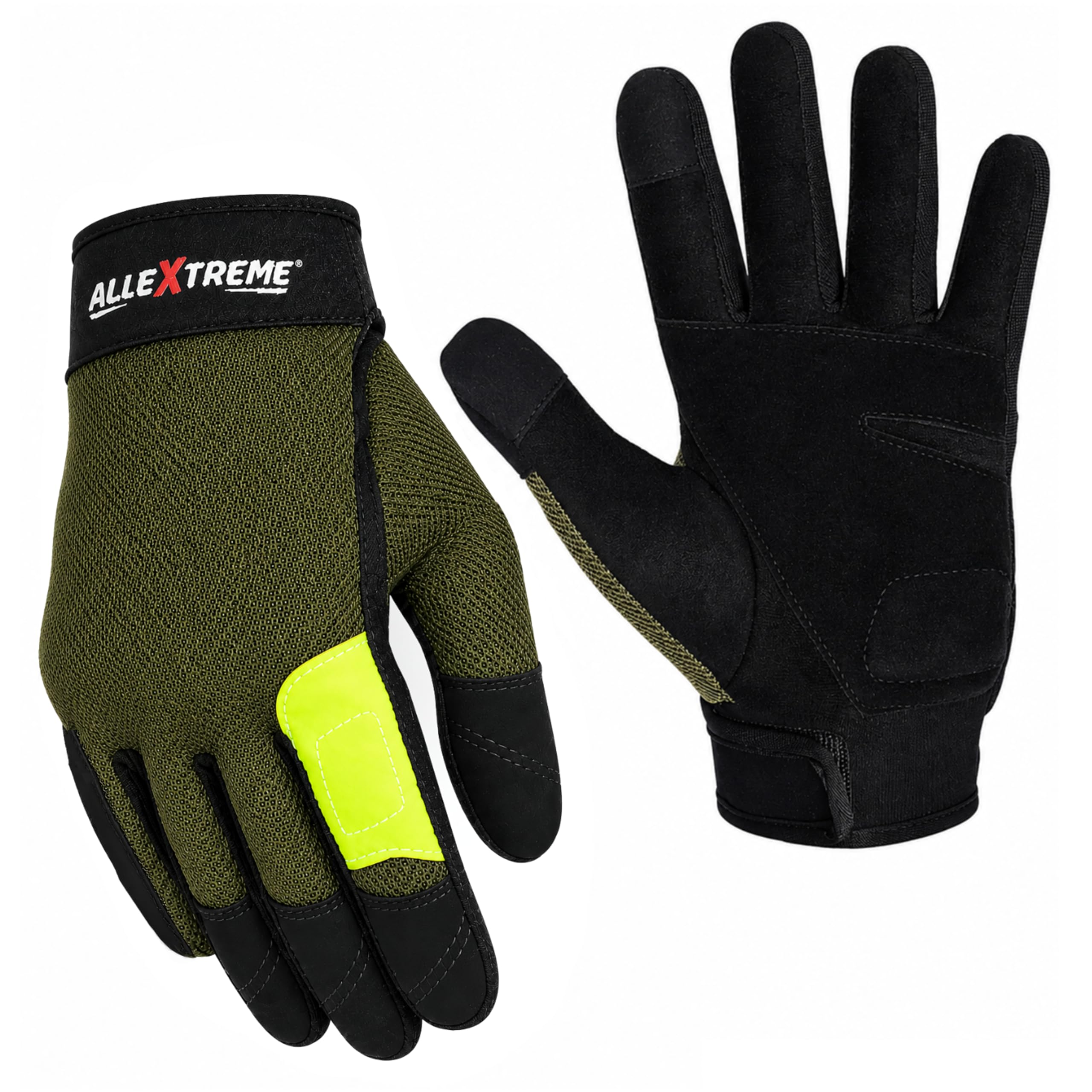 AllExtreme Mesh Bike Riding Gloves with Breathable Suede Padded Palm Touchscreen Fingertips Anti-Slip Grip Outdoor Biker Impact Protection for Men Women Rider Motorbike Racing (M, Green)-image-15