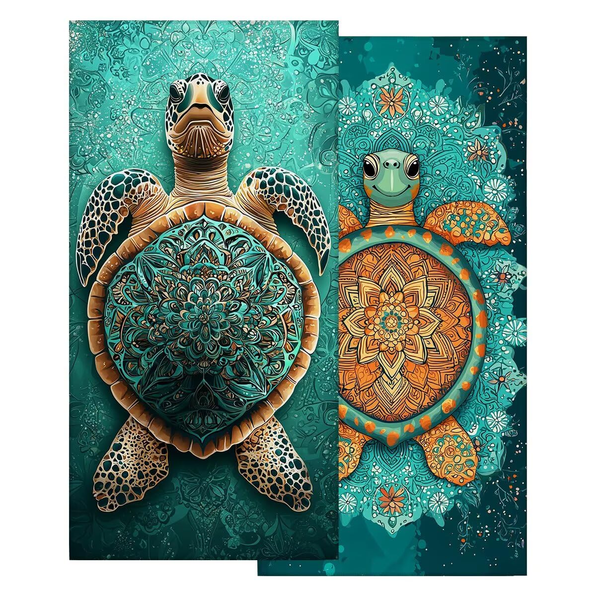 Juego de 2 Toalla Playa Grande 100x220 cm, Secado Rapido Toalla Microfibra Gimnasio, Antiarena Toallas de Playa Tortuga Marina, Grande Ligera Compacta Toallas Microfibra Mujer Hombre para Viaje -3888