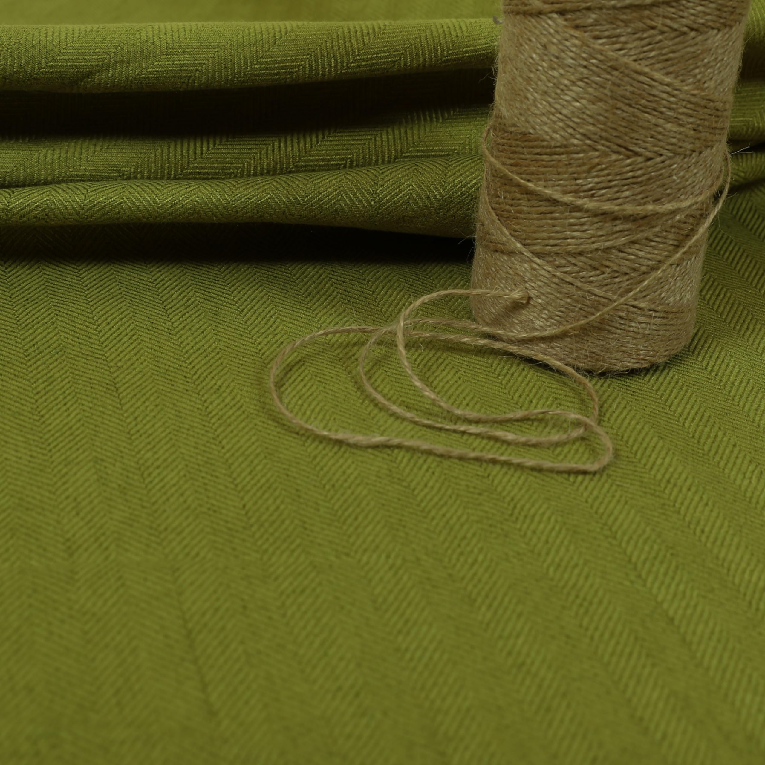 Redbrick Mill Fabrics Flame Retardant Soft Herringbone Green Chenille Textured Hardwearing Upholstery Curtain Fabric (Per Metre) — image 1