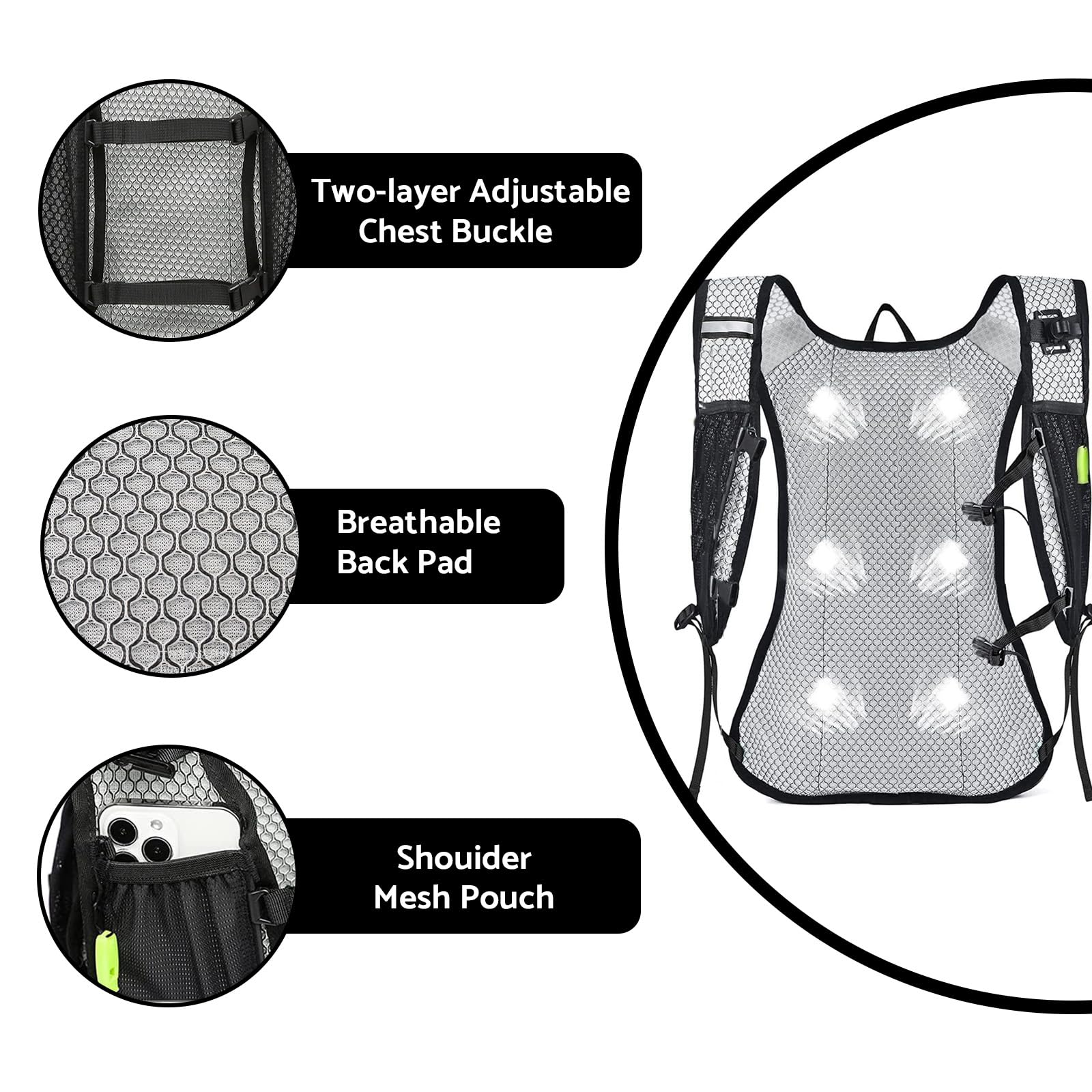 10L Zaino Idratazione Ultraleggero con Vescica da 2L, Gilet da Corsa da Donna, Zaino da Bici da Uomo Impermeabile per Maratona, Campeggio, Escursionismo