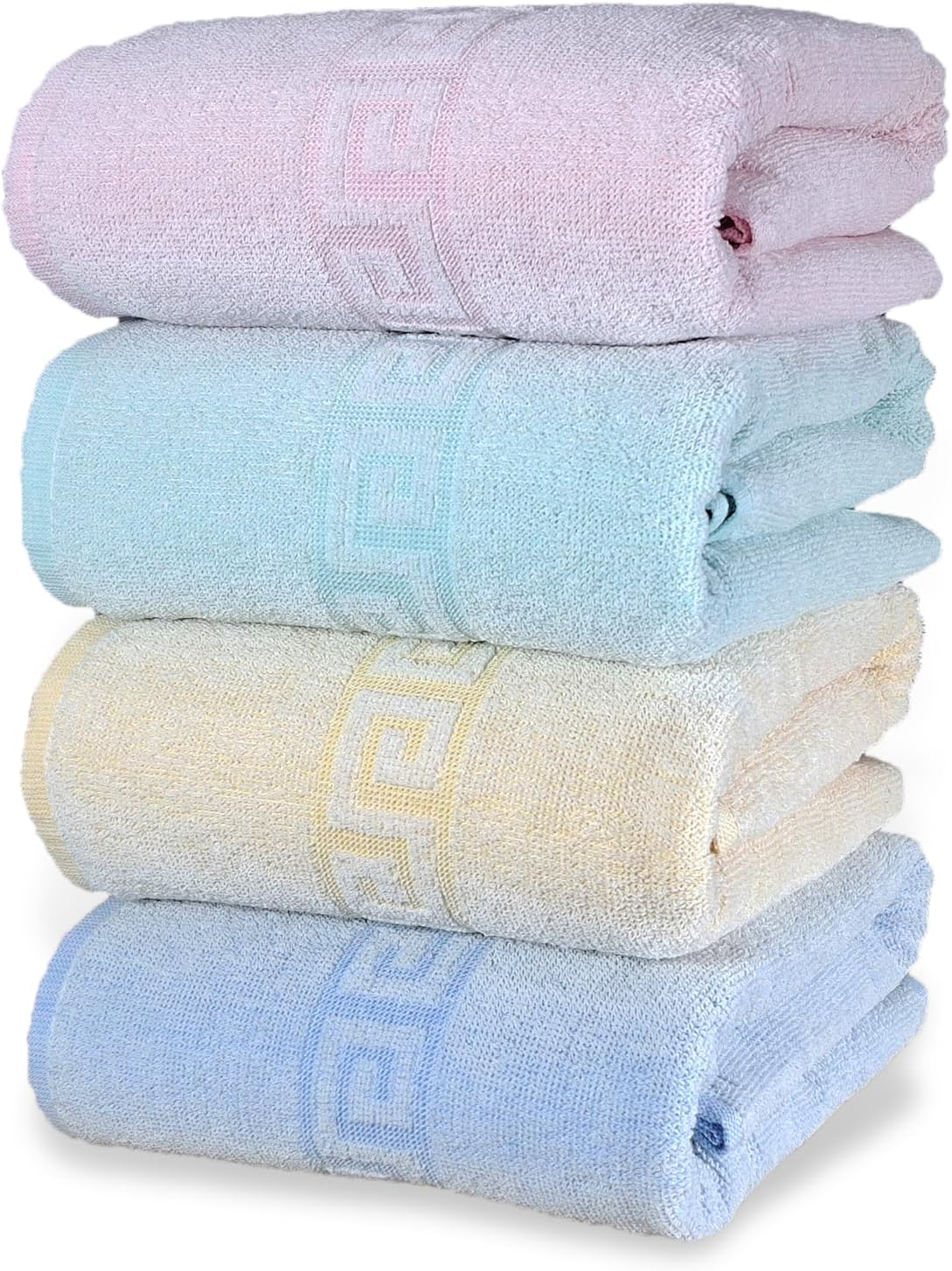 BolBom*S 100% Cotton Bath Towels,4 Pack (28" x 58"), Light Weight, Soft, Super Absorbent and Fast Drying, No Fading Multipurpose Use for Sports, Swimming, Travel, Fitness, Yoga, Multicolor. image 7 of 9 B08CFSKD4F