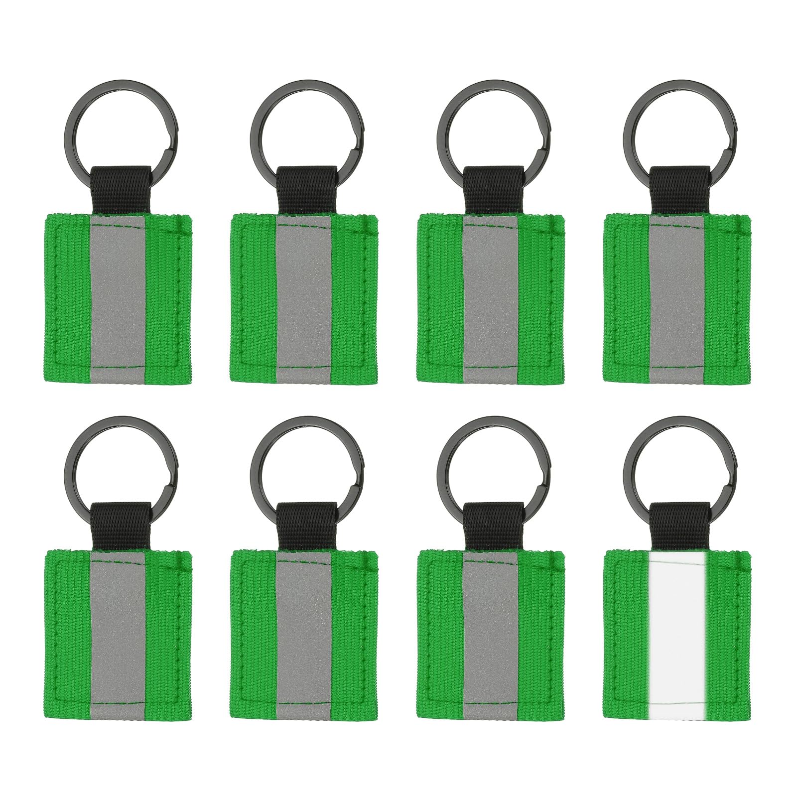 PATIKIL 8 Pcs Reflective Keychain, Reflective Strips High Visibility Safety Keychain Tags Lanyards Pendants Bright Zipper Pulls Waterproof for Backpack Running Cycling, Dark Green