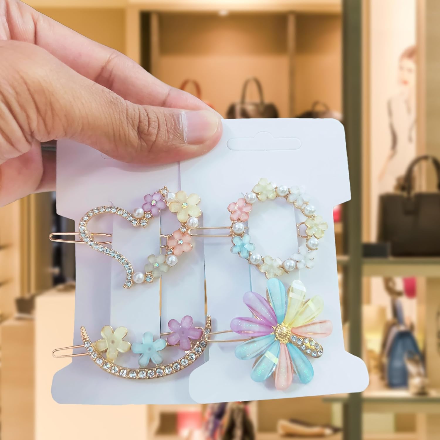 JPV Latest Korean Fashion Style Flower Lock Hair Clip Pin Hair Accessories Set For Women And Girls, mild hue (4 Pcs, Multicolor)