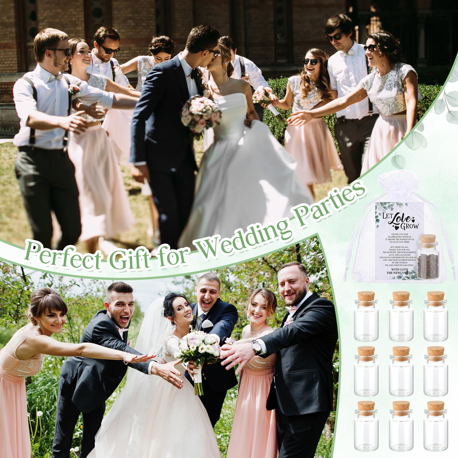 Amazon.com: Jingmore 50 Sets Wedding Favors for Guests Let Love Grow Gifts  Mini Bottles Cards Organza Gift Bags for Wedding Bridal Baby Shower Party  Favors No Seeds (Leaves) : Home & Kitchen
