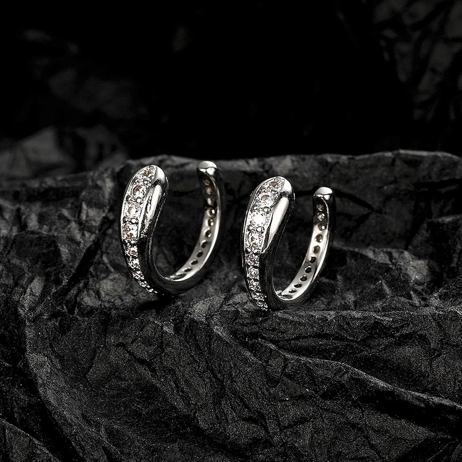 925 Sterling Silver Ear Cuff Earrings for Women, CZ Non-Piercing Ear Cuffs Clip On Earrings Cartilage Helix Wrap Earrings for Women Ladies Jewelry Set - Image 3