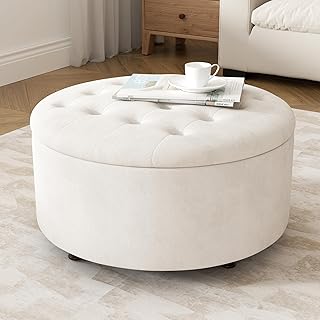30 Inch Round Storage Ottoman,Modern Tufted Ottomans,Circular Coffee Tab...